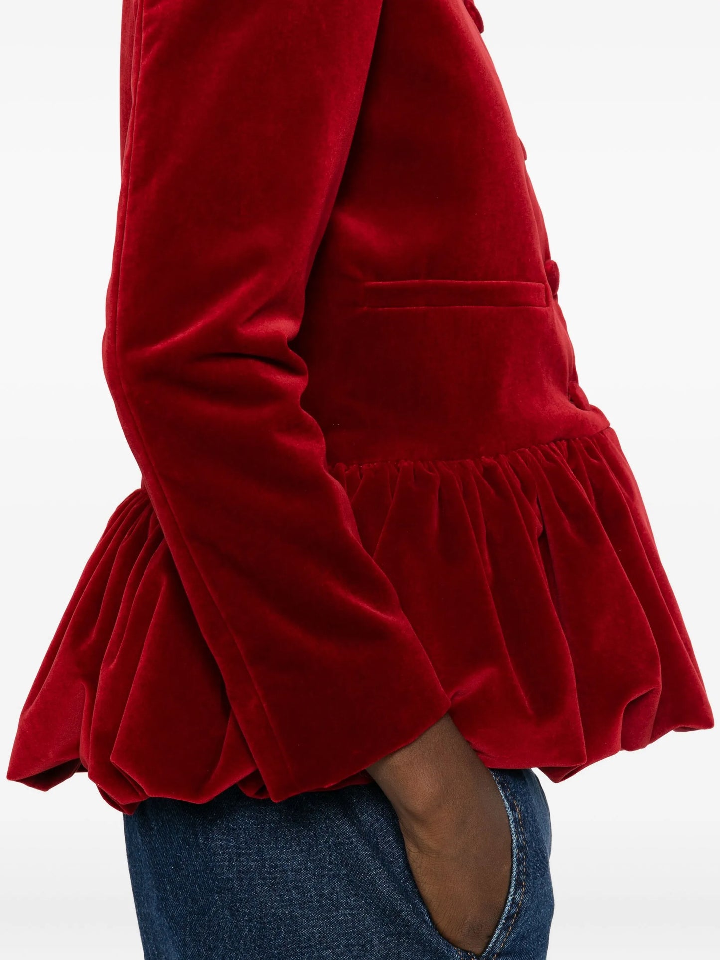 peplum-hem velvet jacket