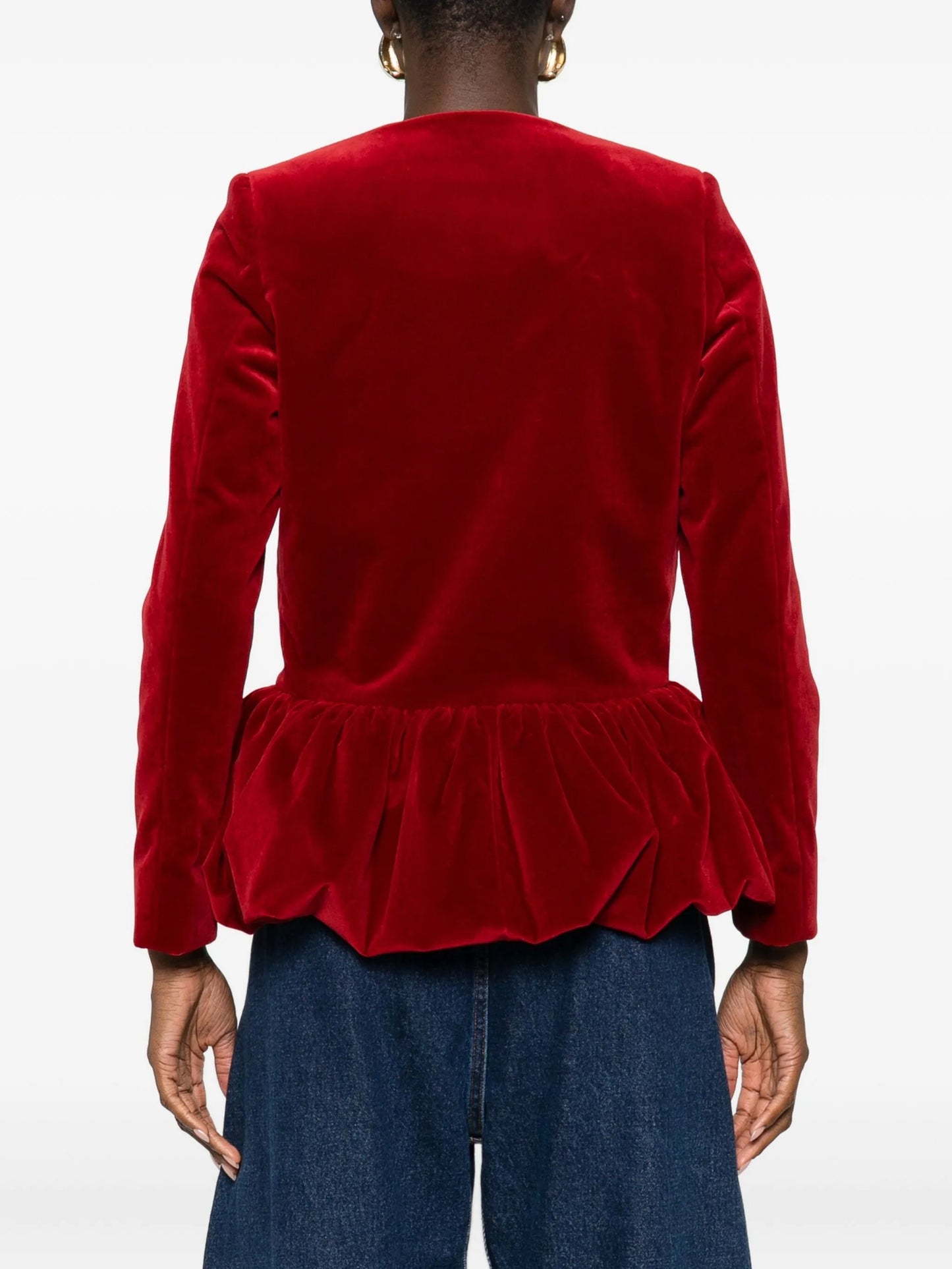 peplum-hem velvet jacket
