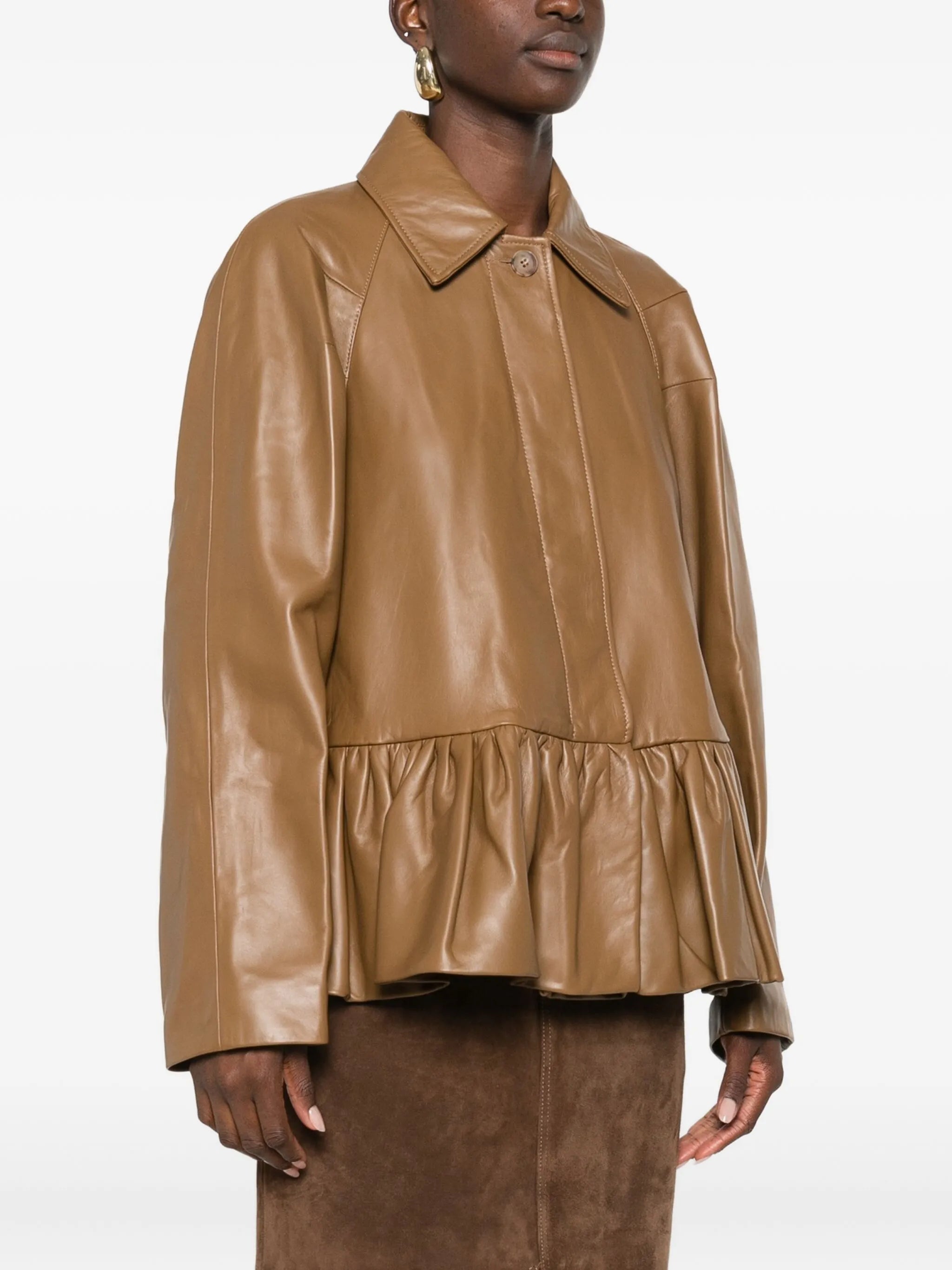 ruffled leather jacket