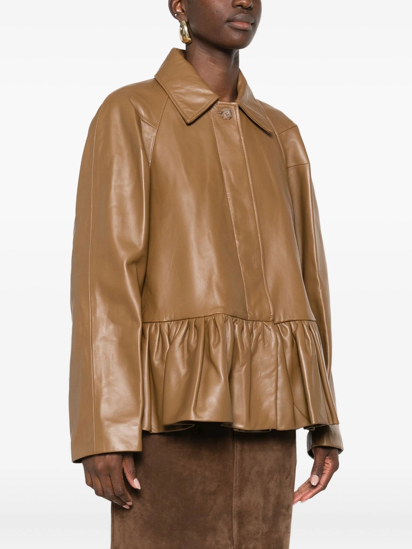 ruffled leather jacket