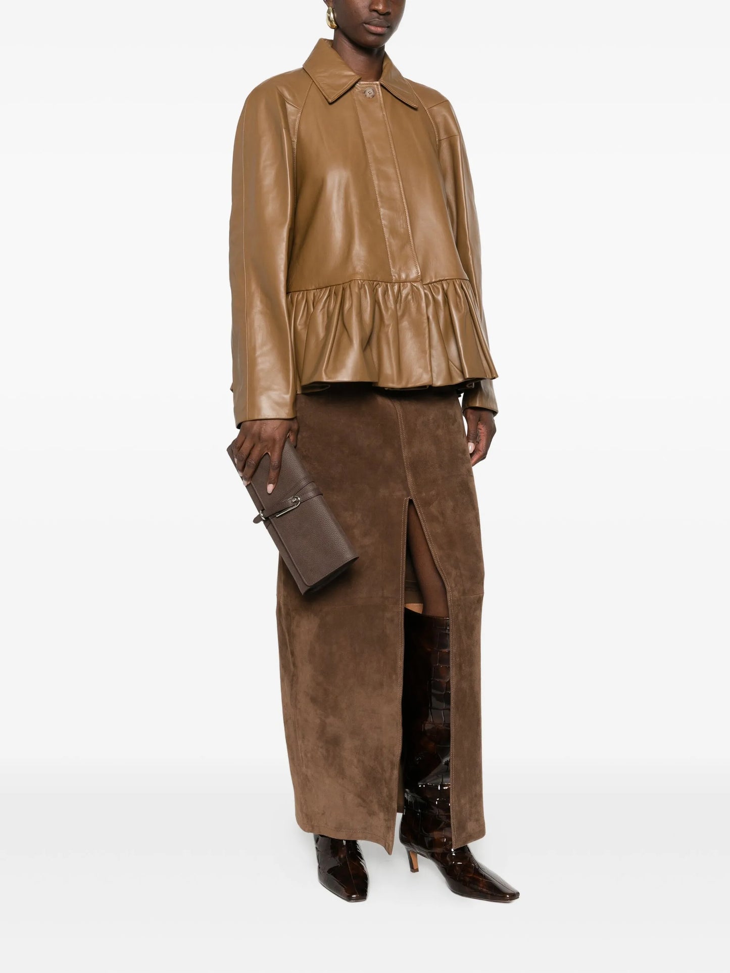 ruffled leather jacket