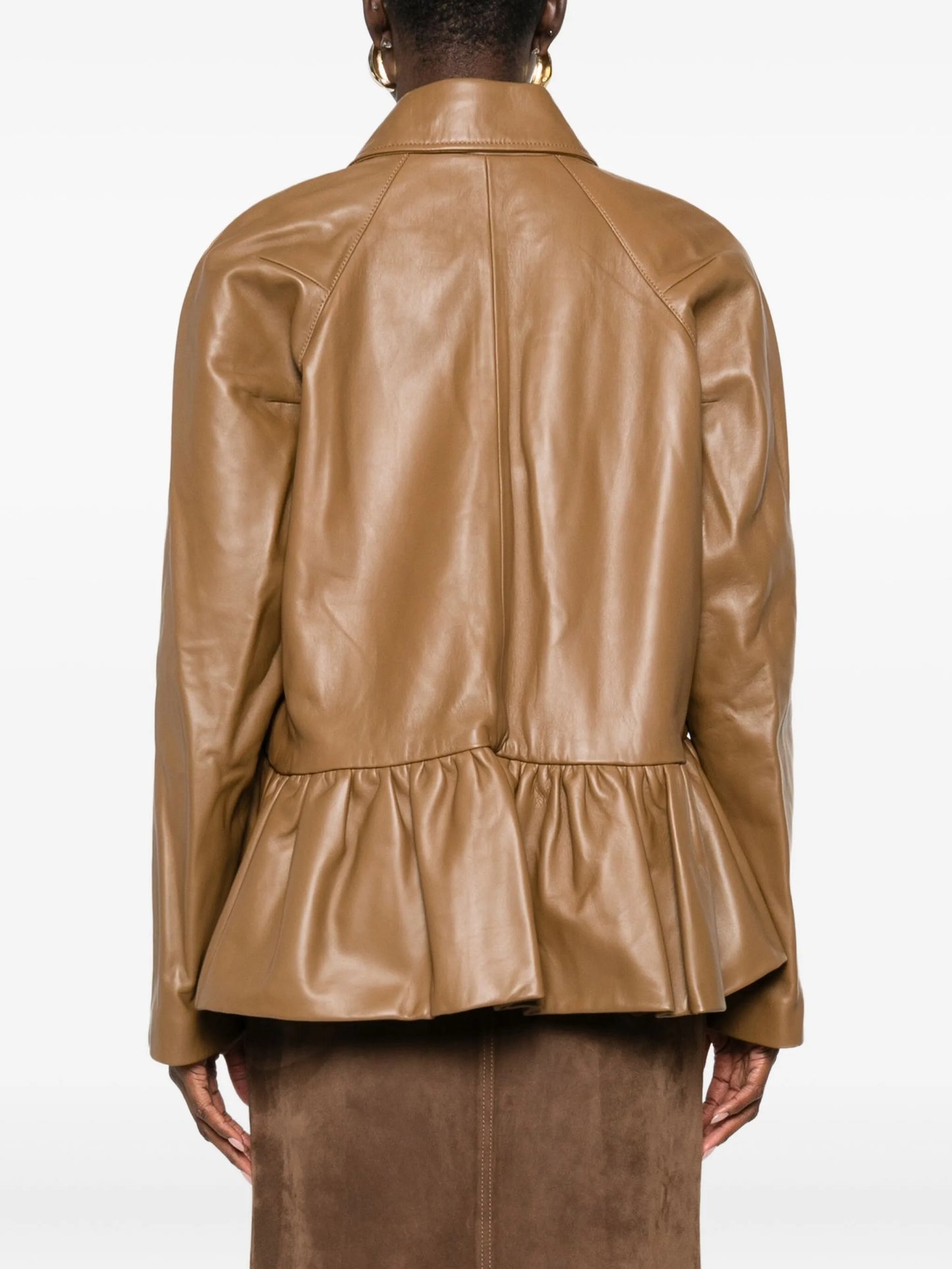 ruffled leather jacket