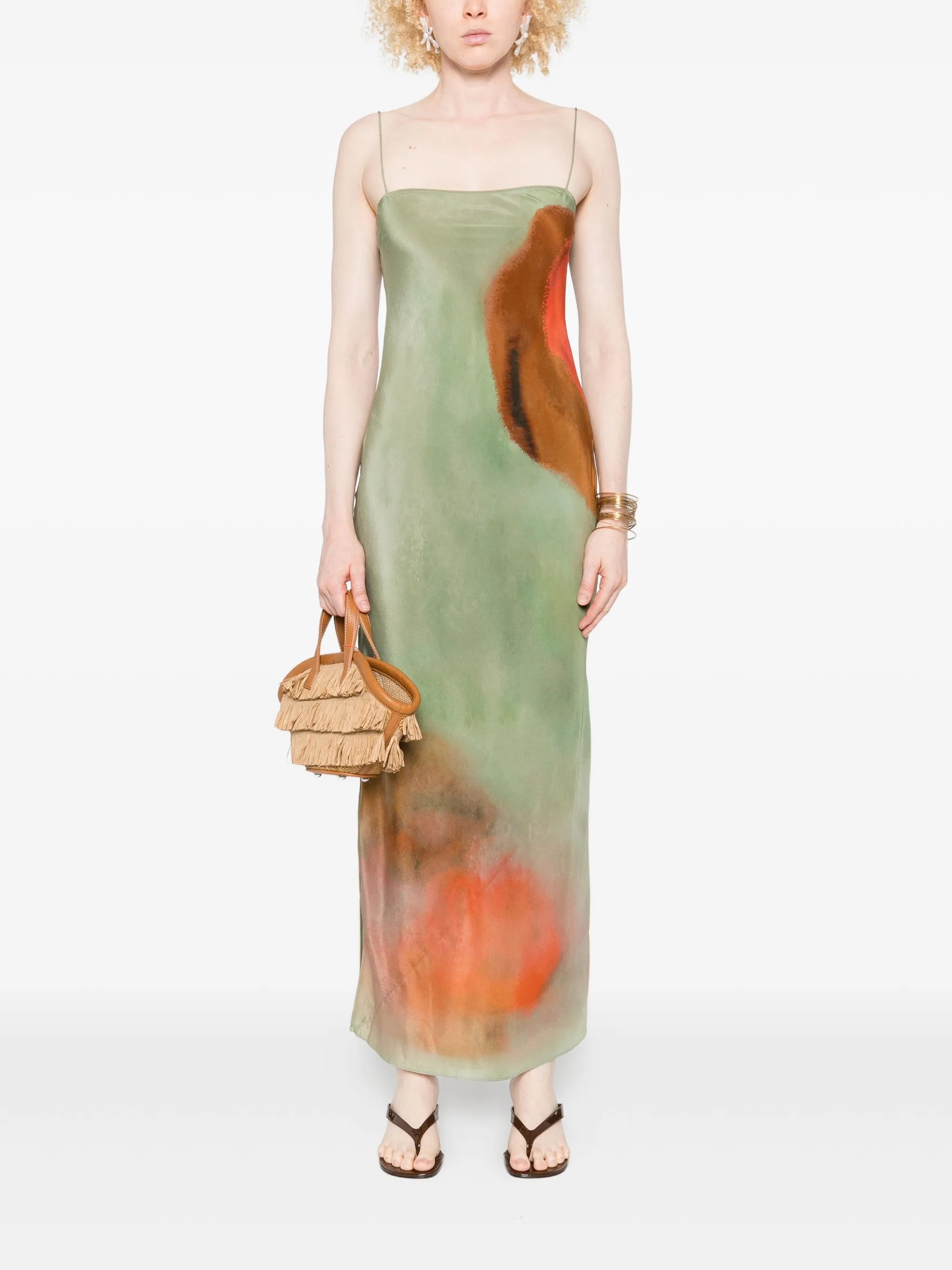 Calle square-neck print maxi dress