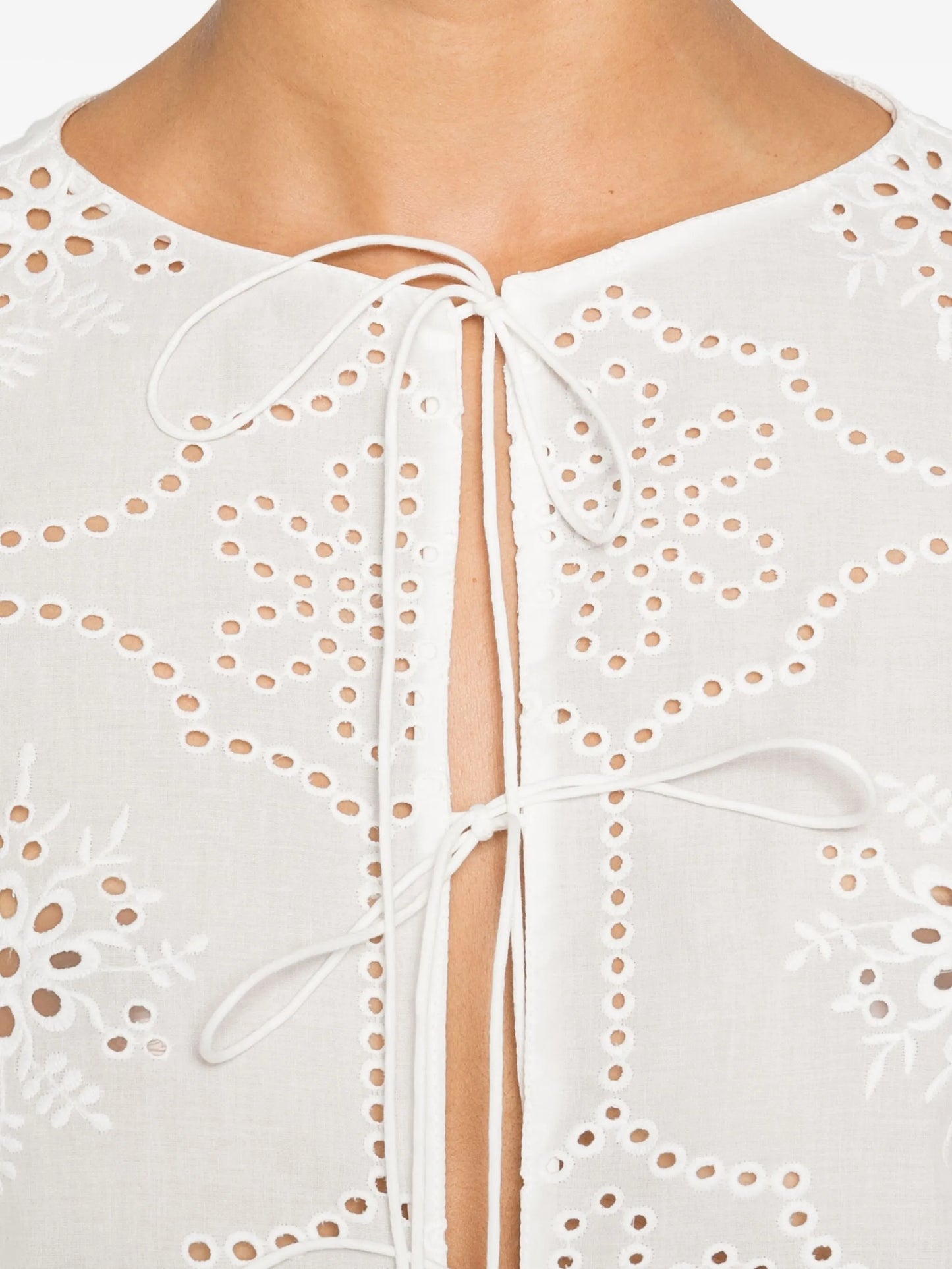 Scalloped broderie tie top