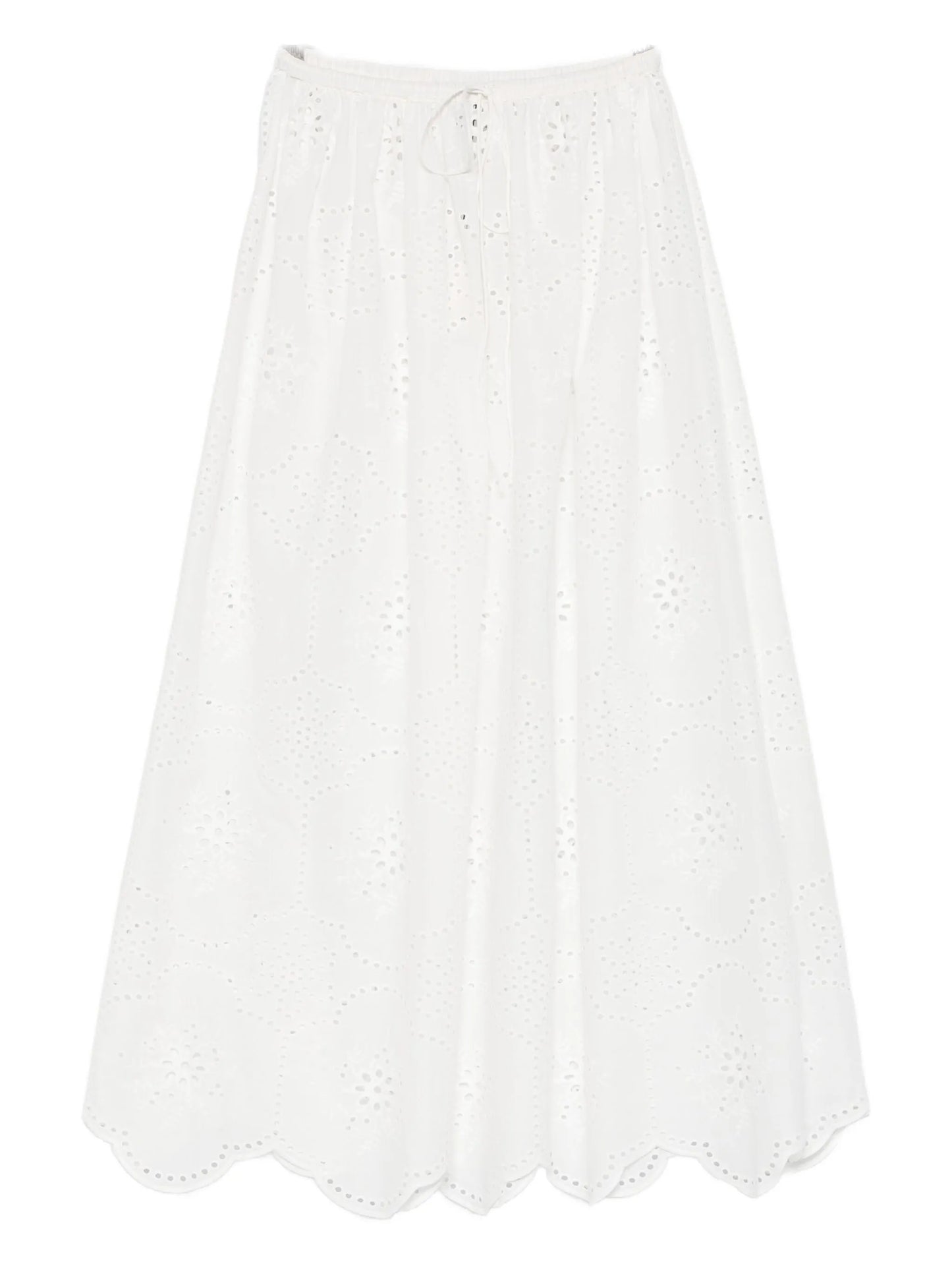 broderie-detail midi skirt