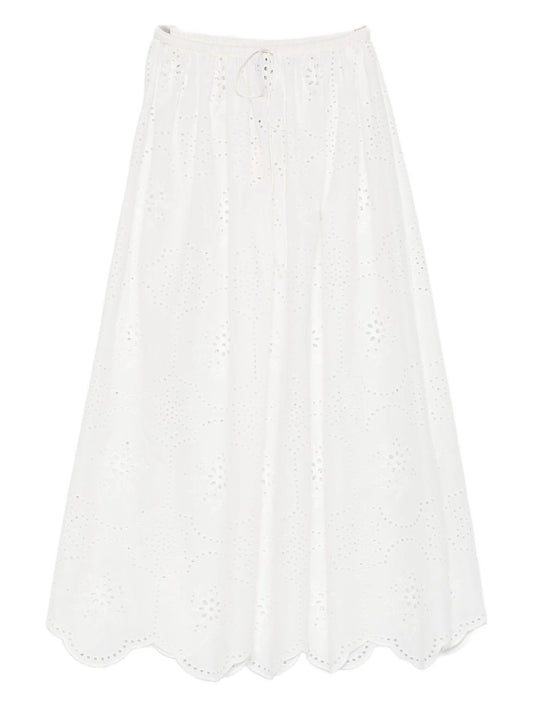 broderie-detail midi skirt