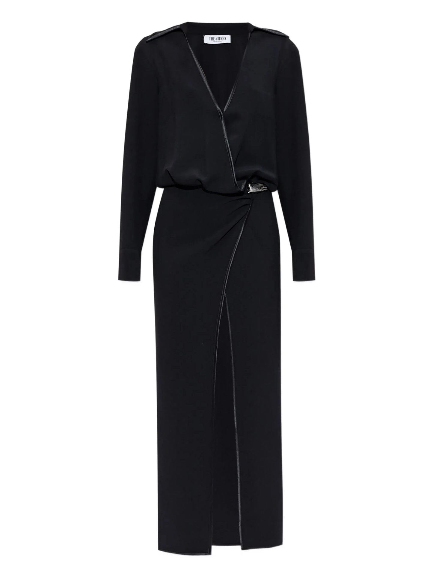 wrap-front split dress