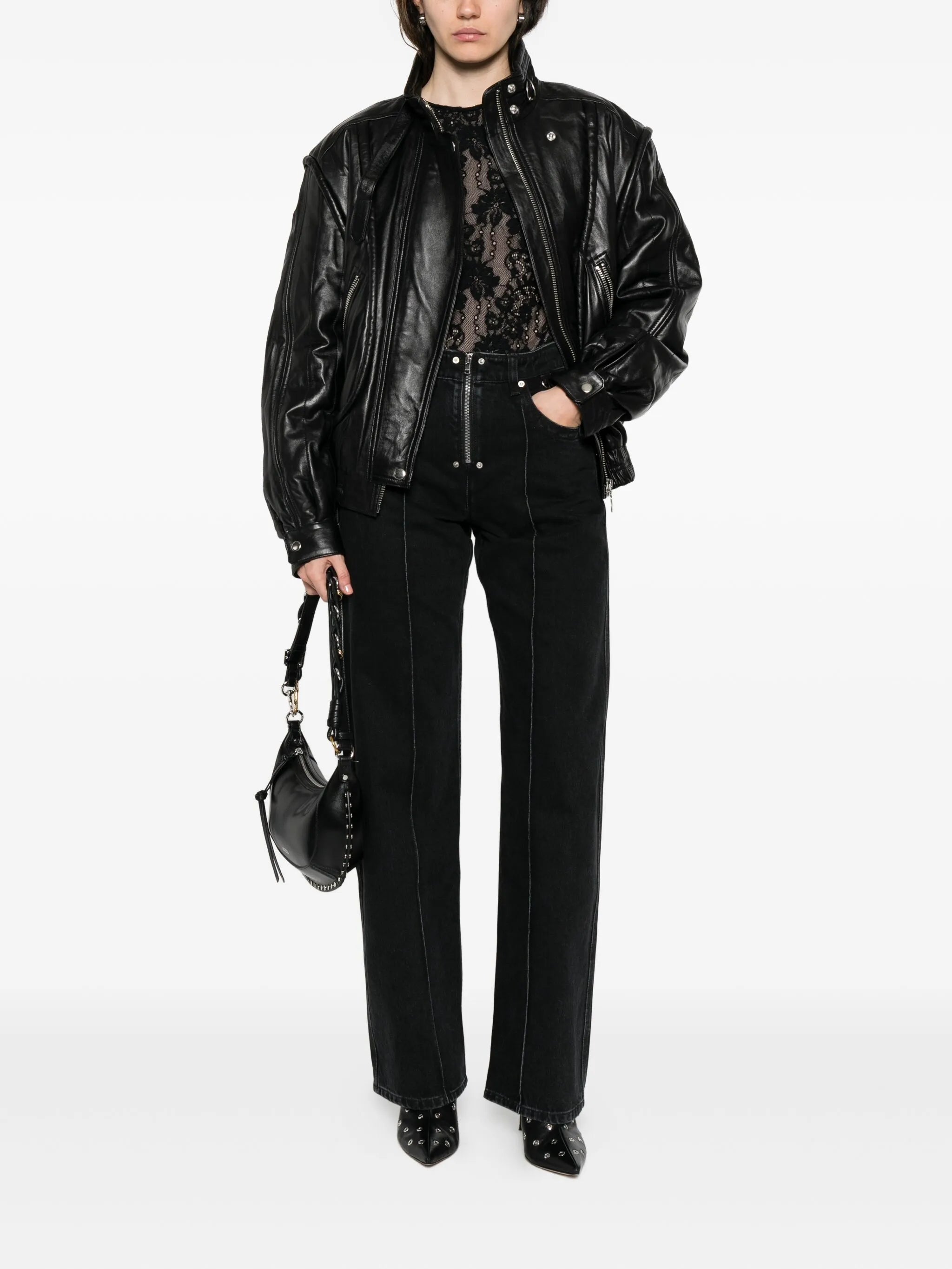 Stely zip-fly panelled jeans