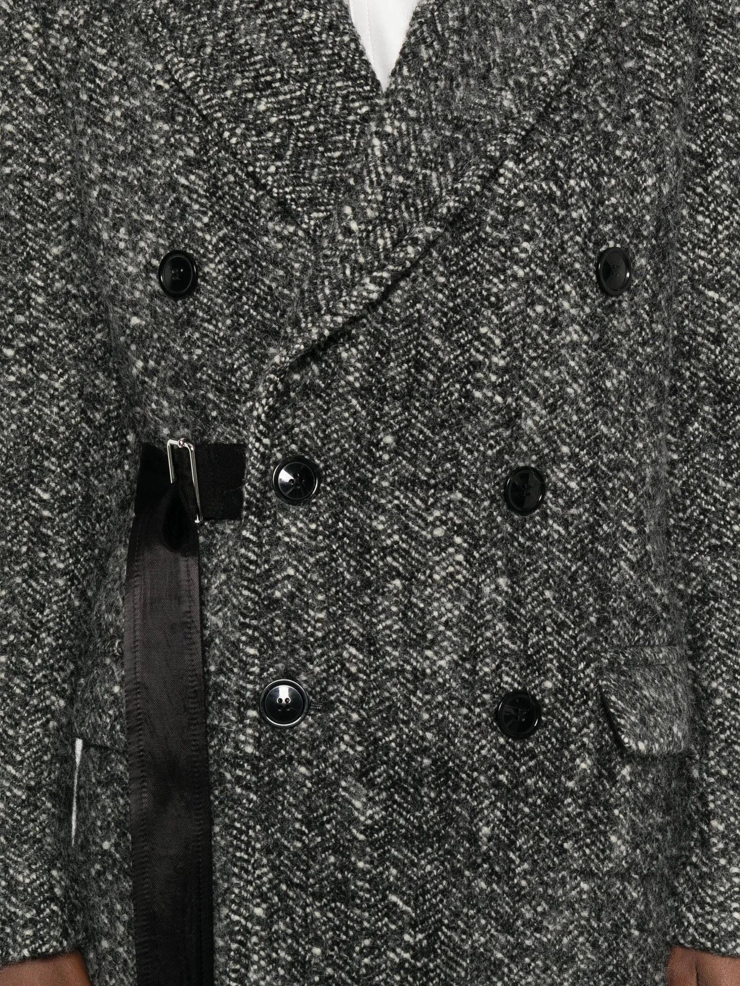 buckle-detail buttoned tweed jacket
