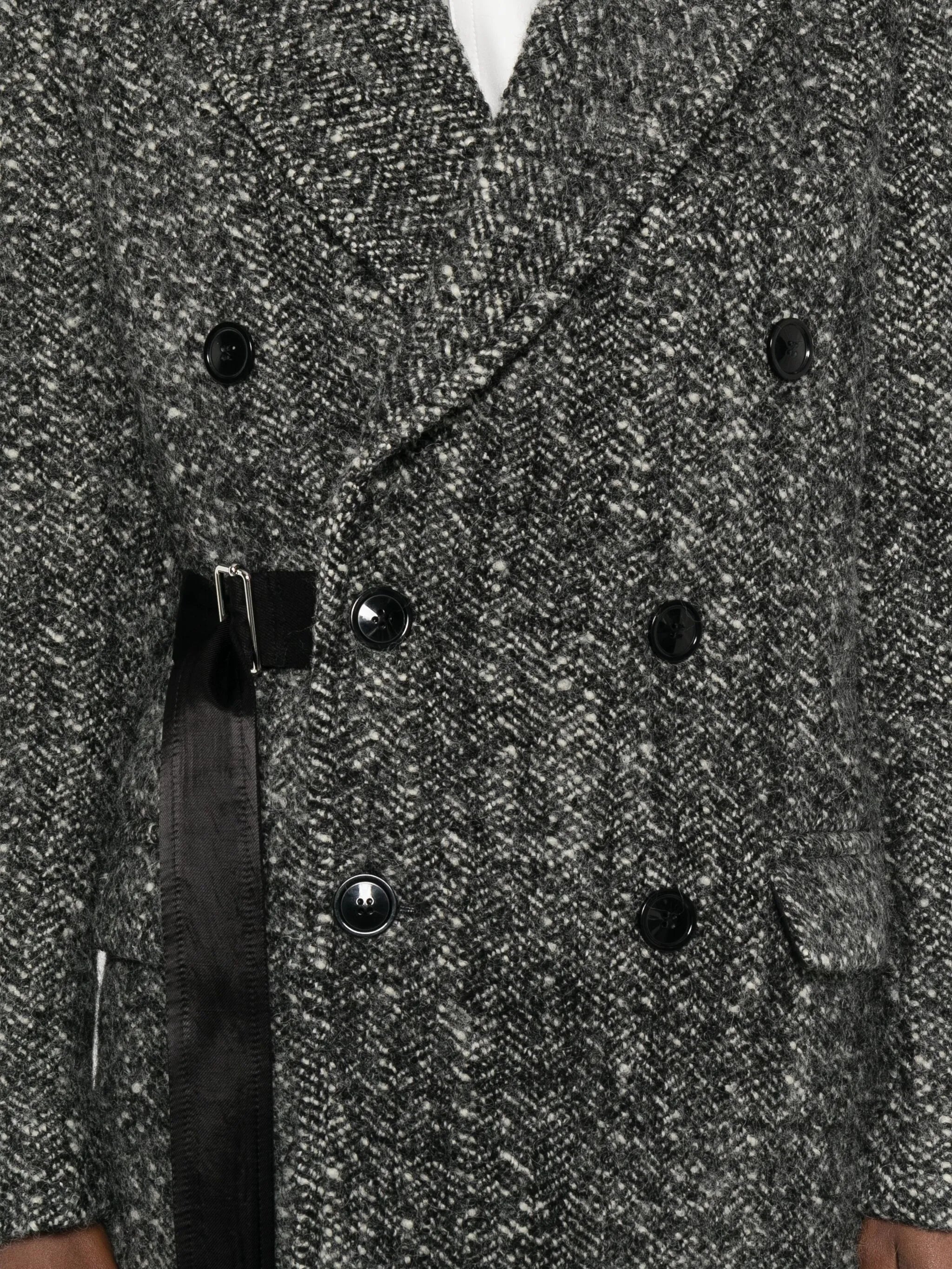 buckle-detail buttoned tweed jacket