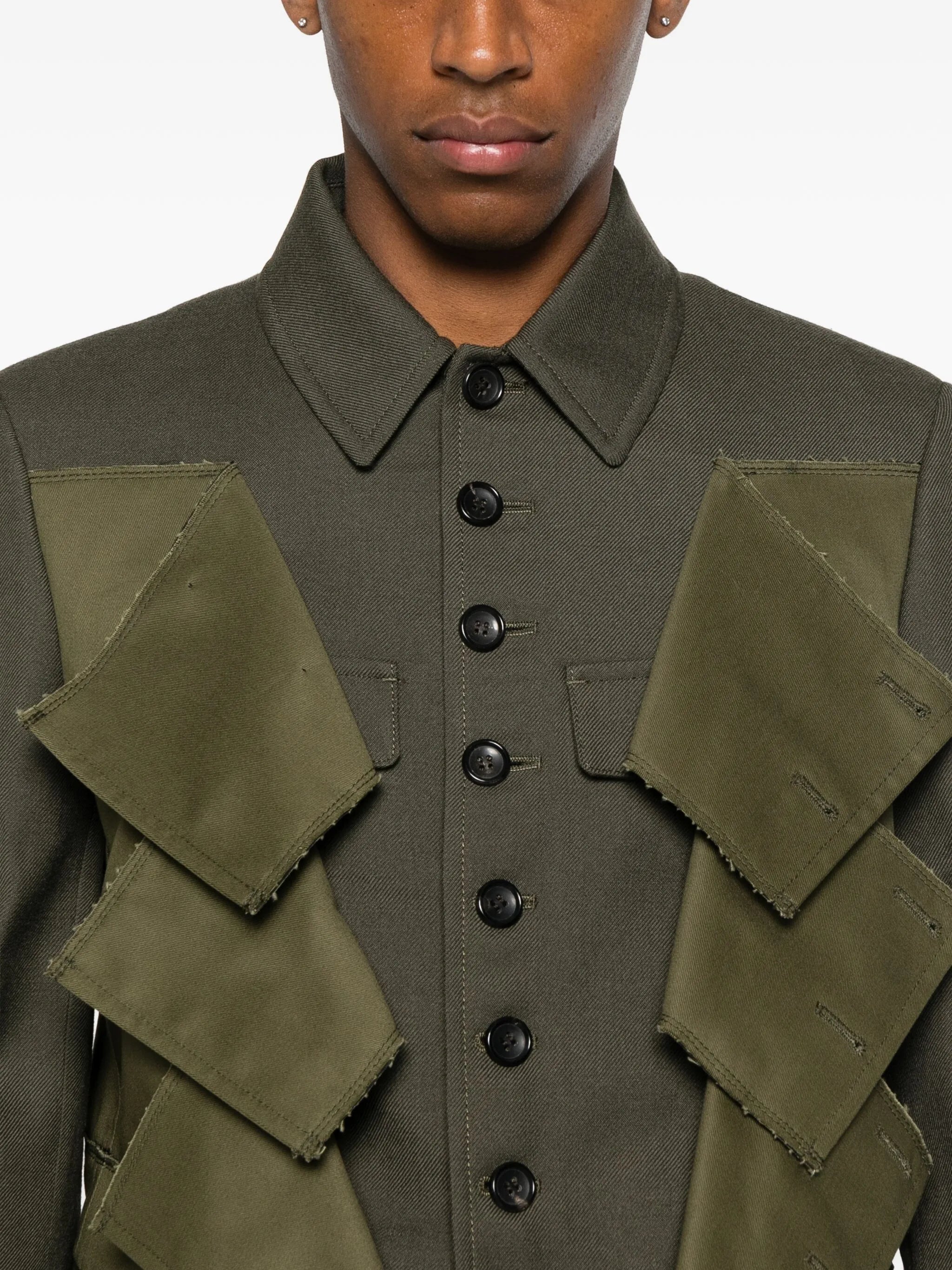 panelled wool gabardine jacket