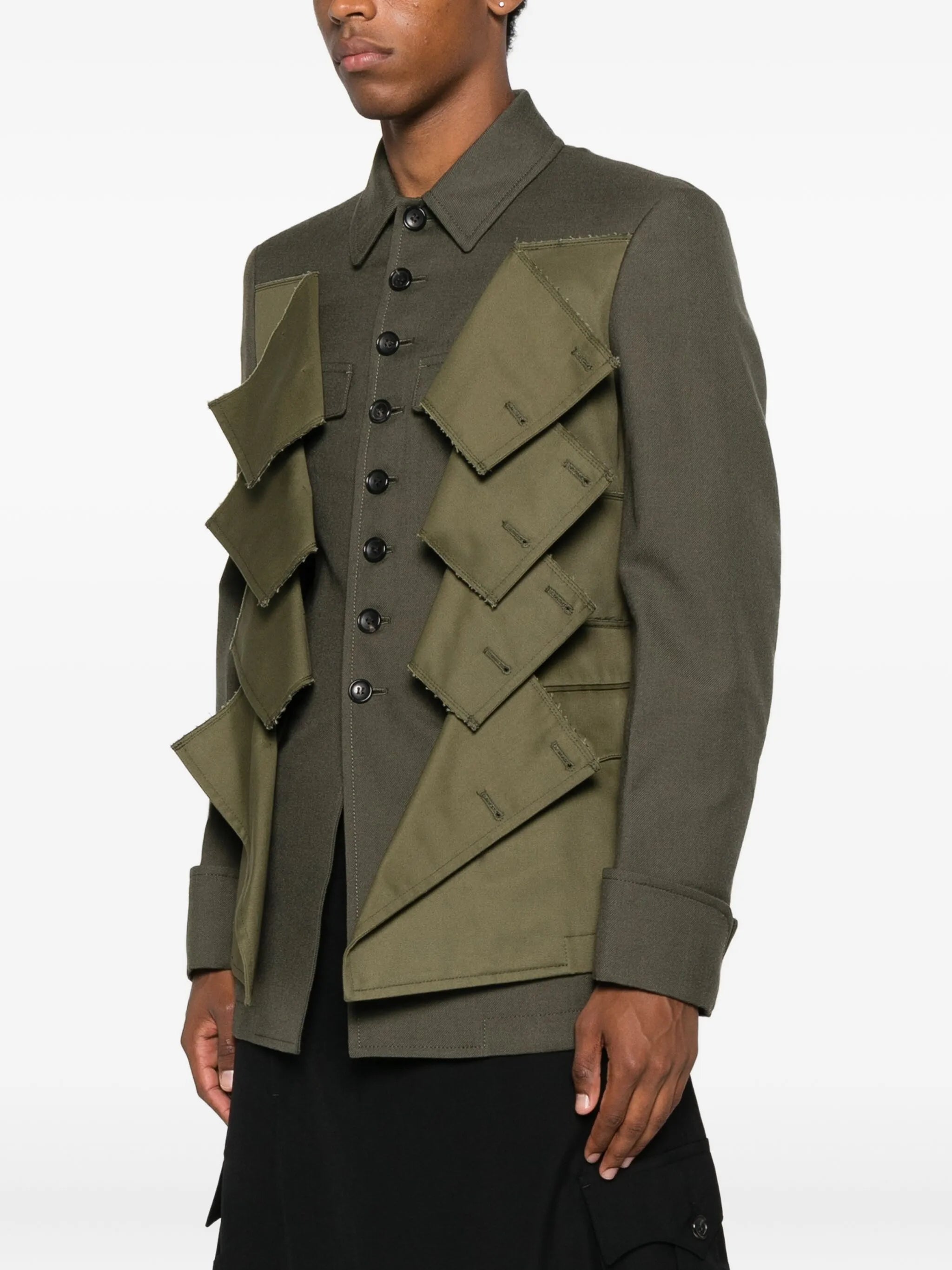 panelled wool gabardine jacket