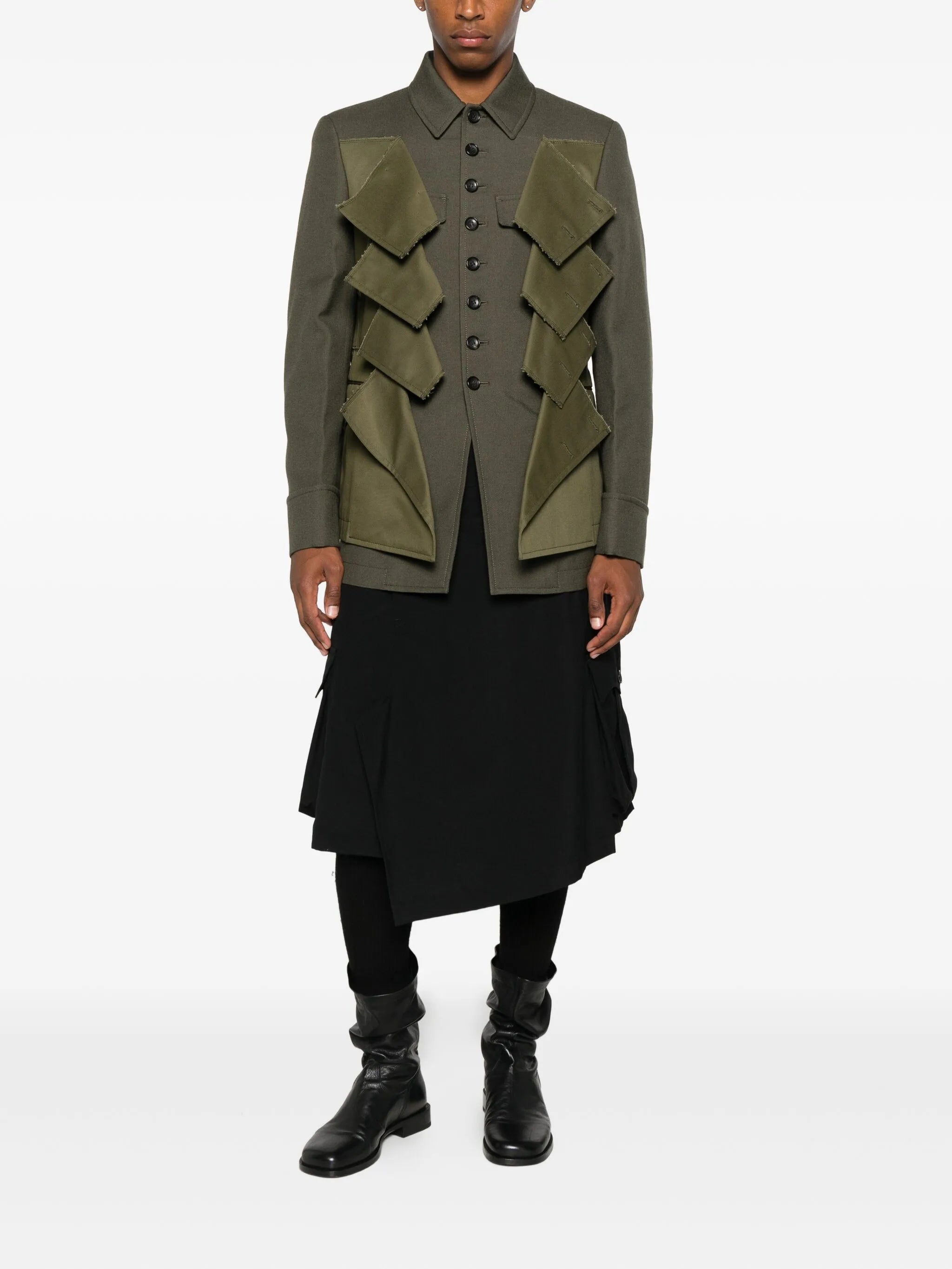 panelled wool gabardine jacket