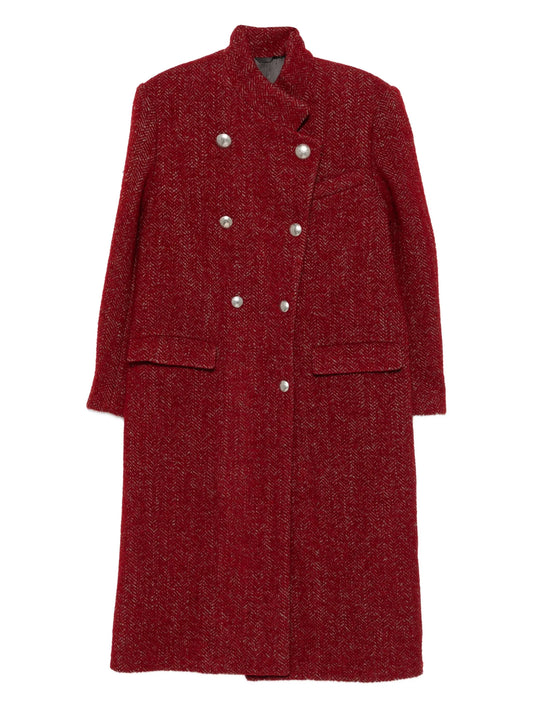 herringbone double-breasted coat