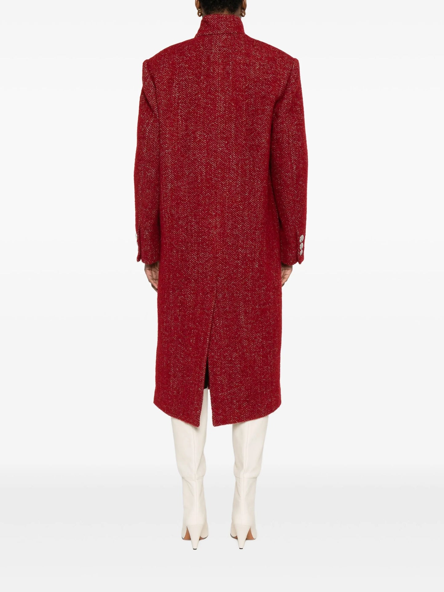 herringbone double-breasted coat