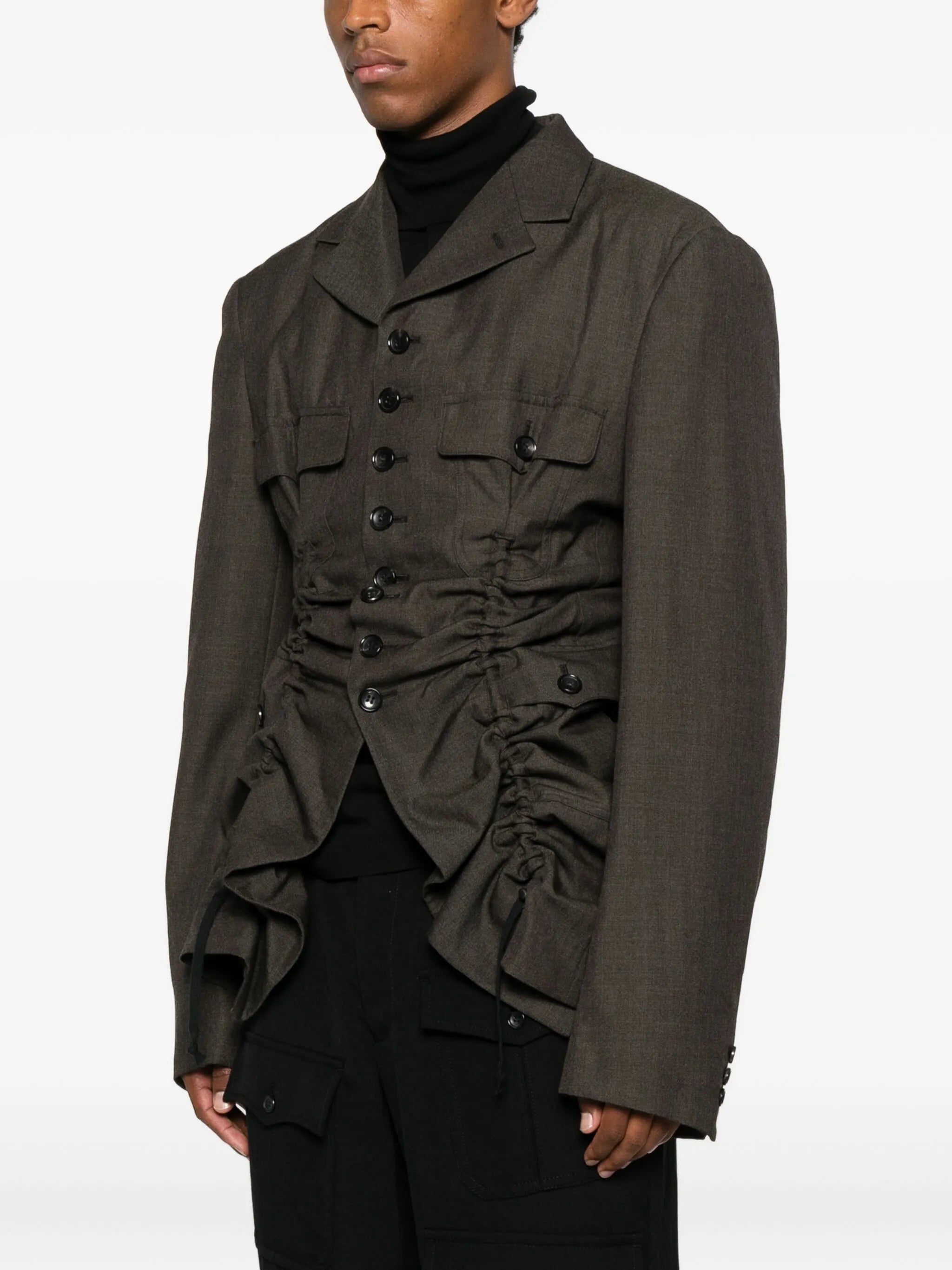 ruched gabardine jacket