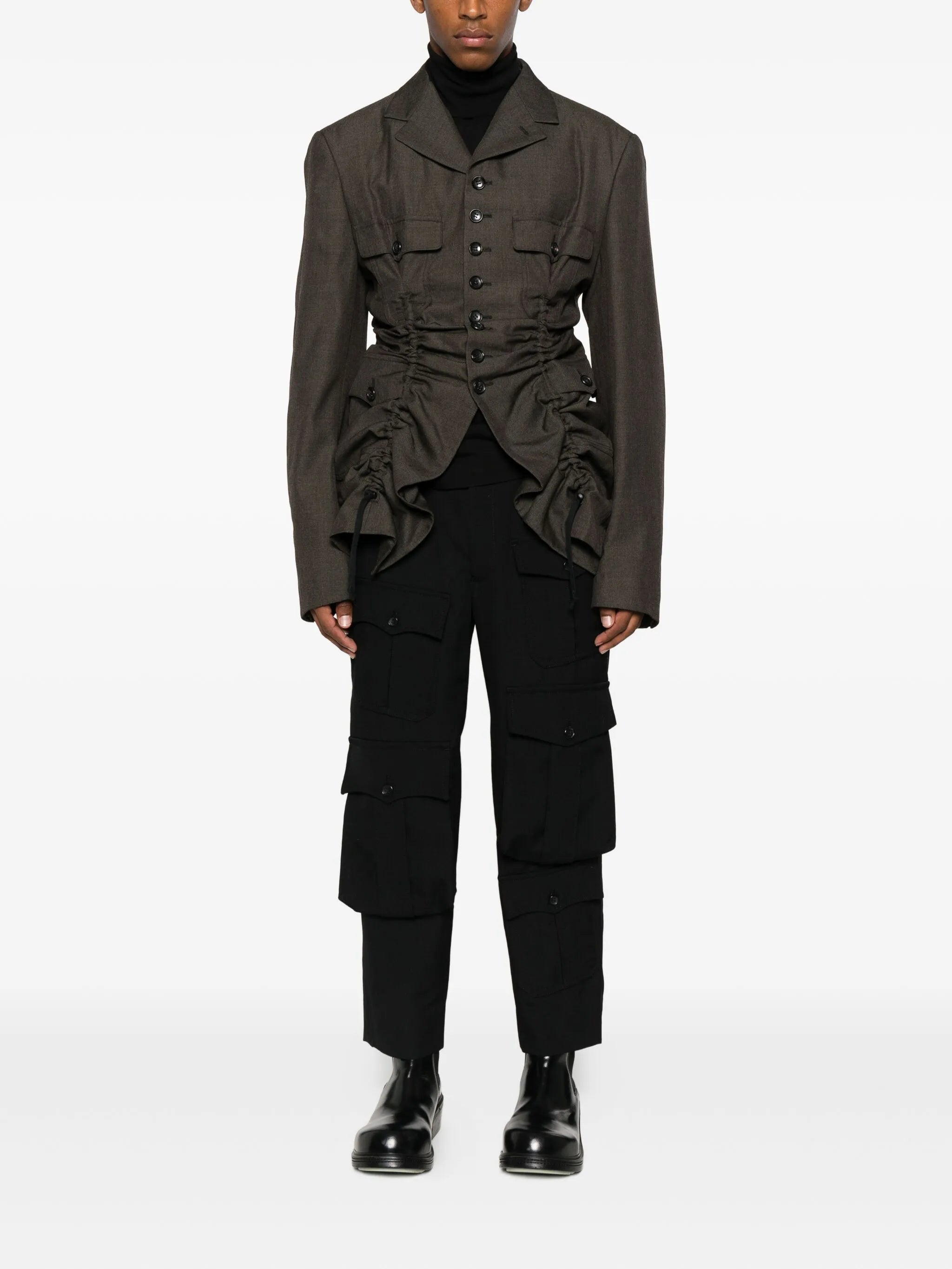 ruched gabardine jacket