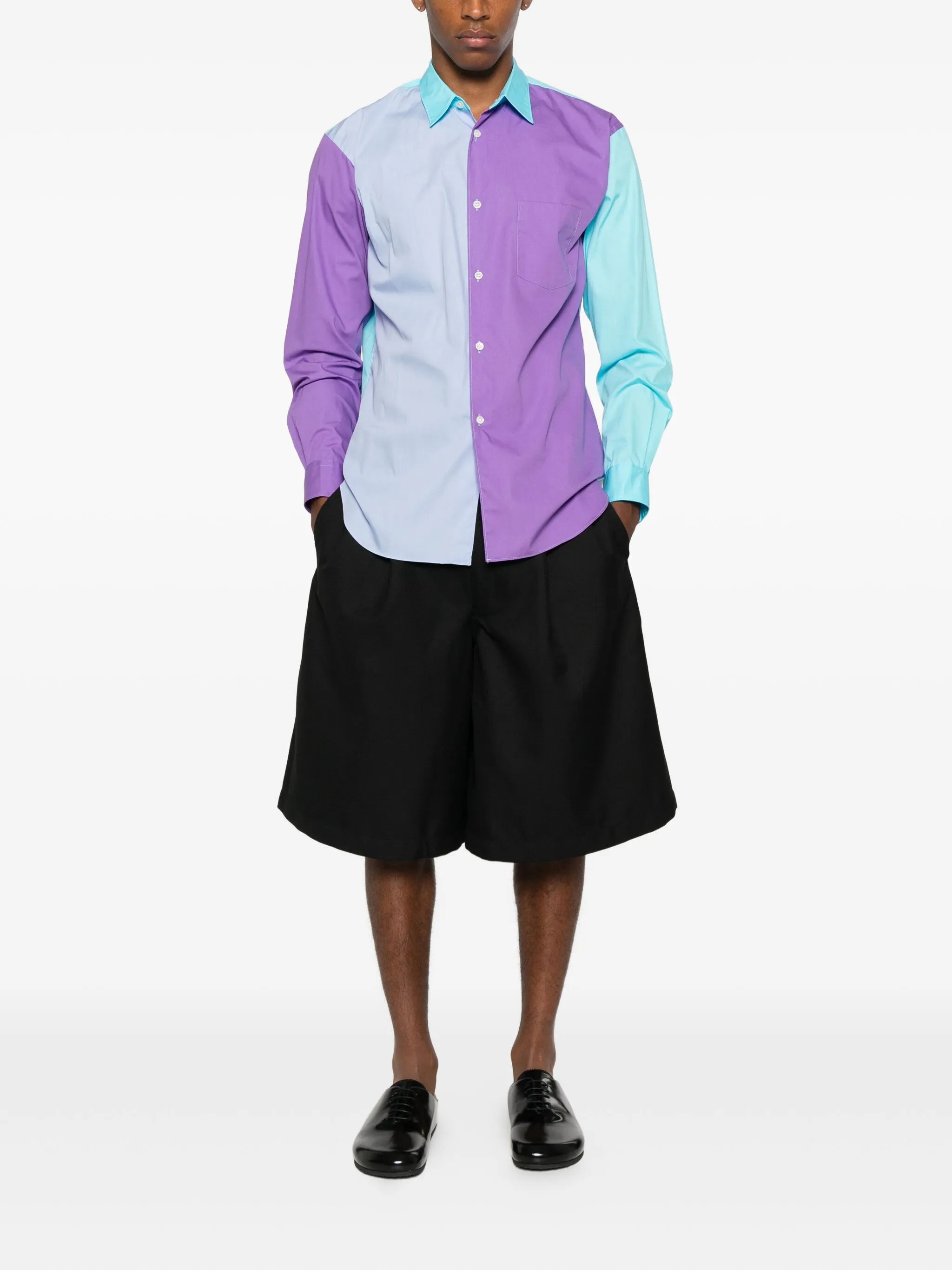 pleated gabardine shorts