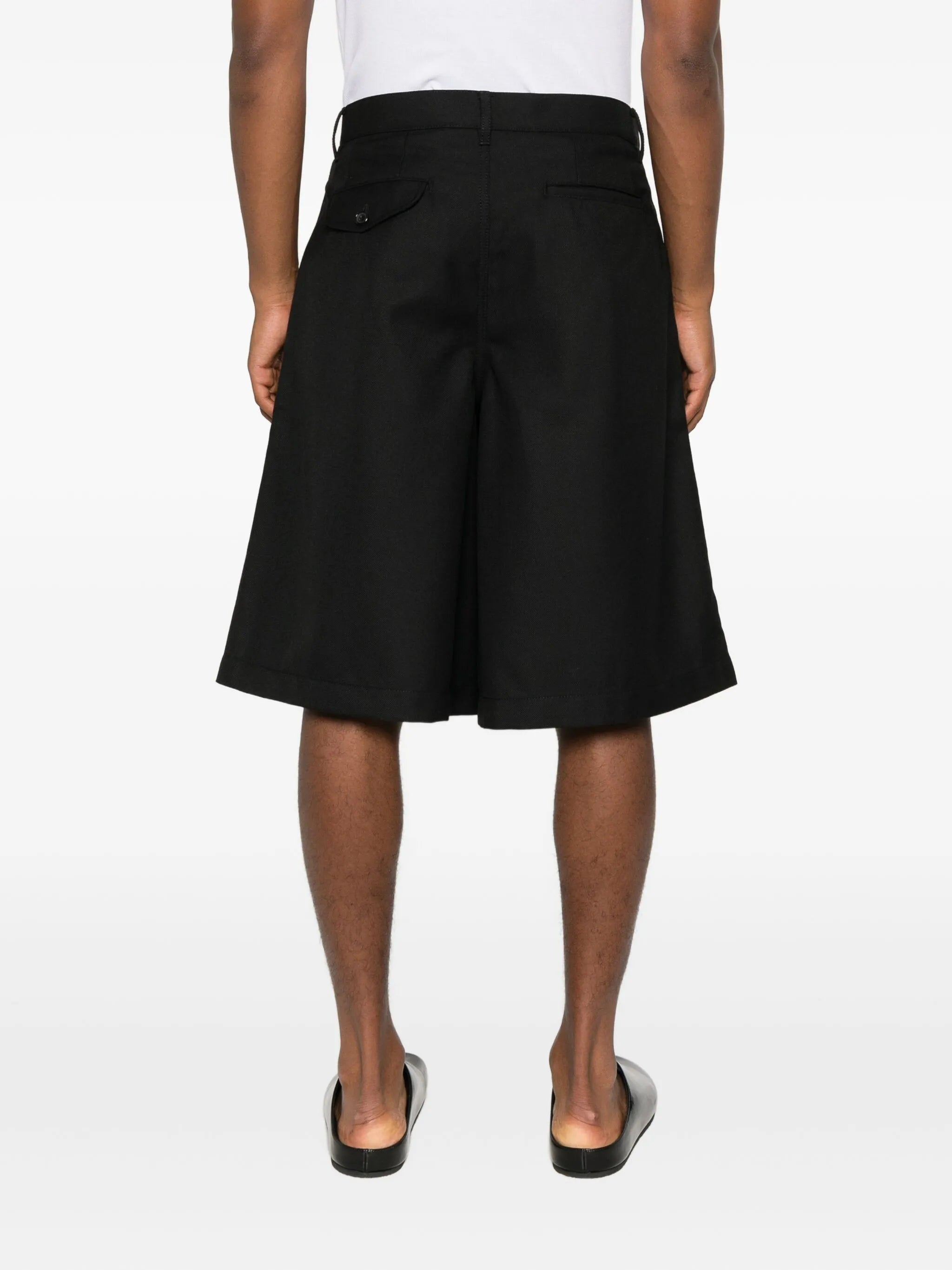 pleated gabardine shorts