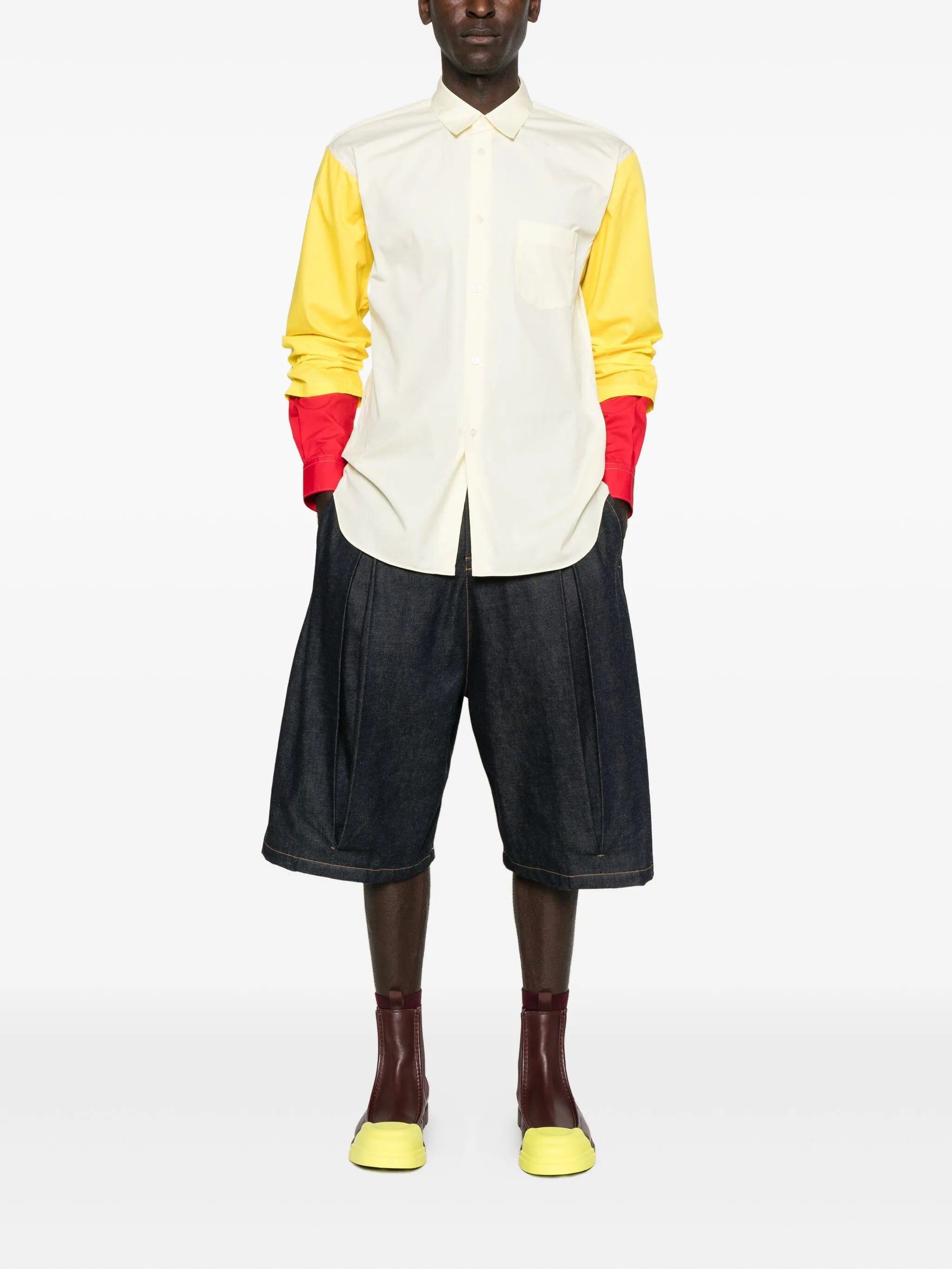 colour-block long-sleeved shirt