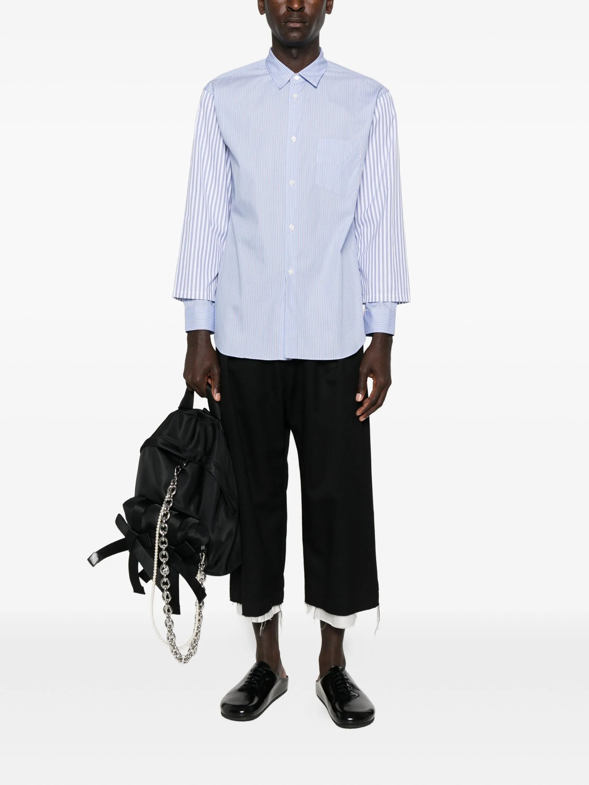 striped layered-sleeve shirt