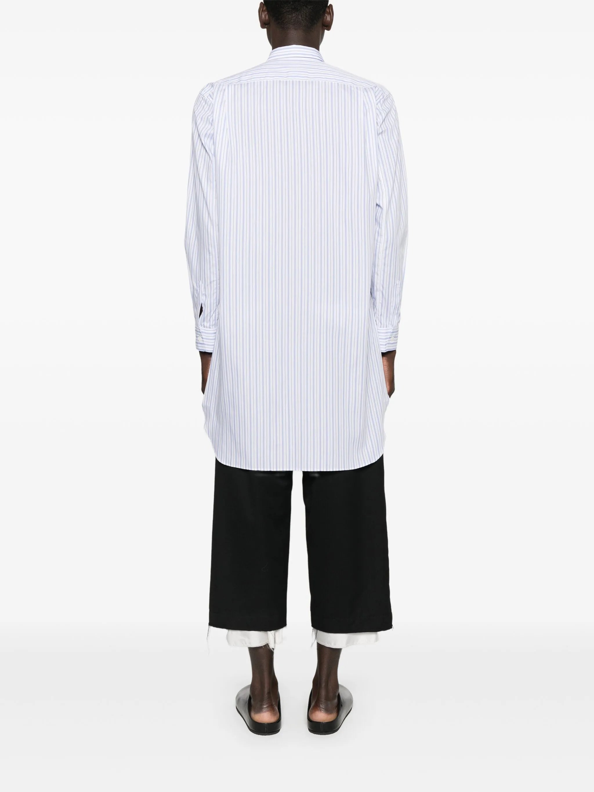 stripe-print panelled shirt