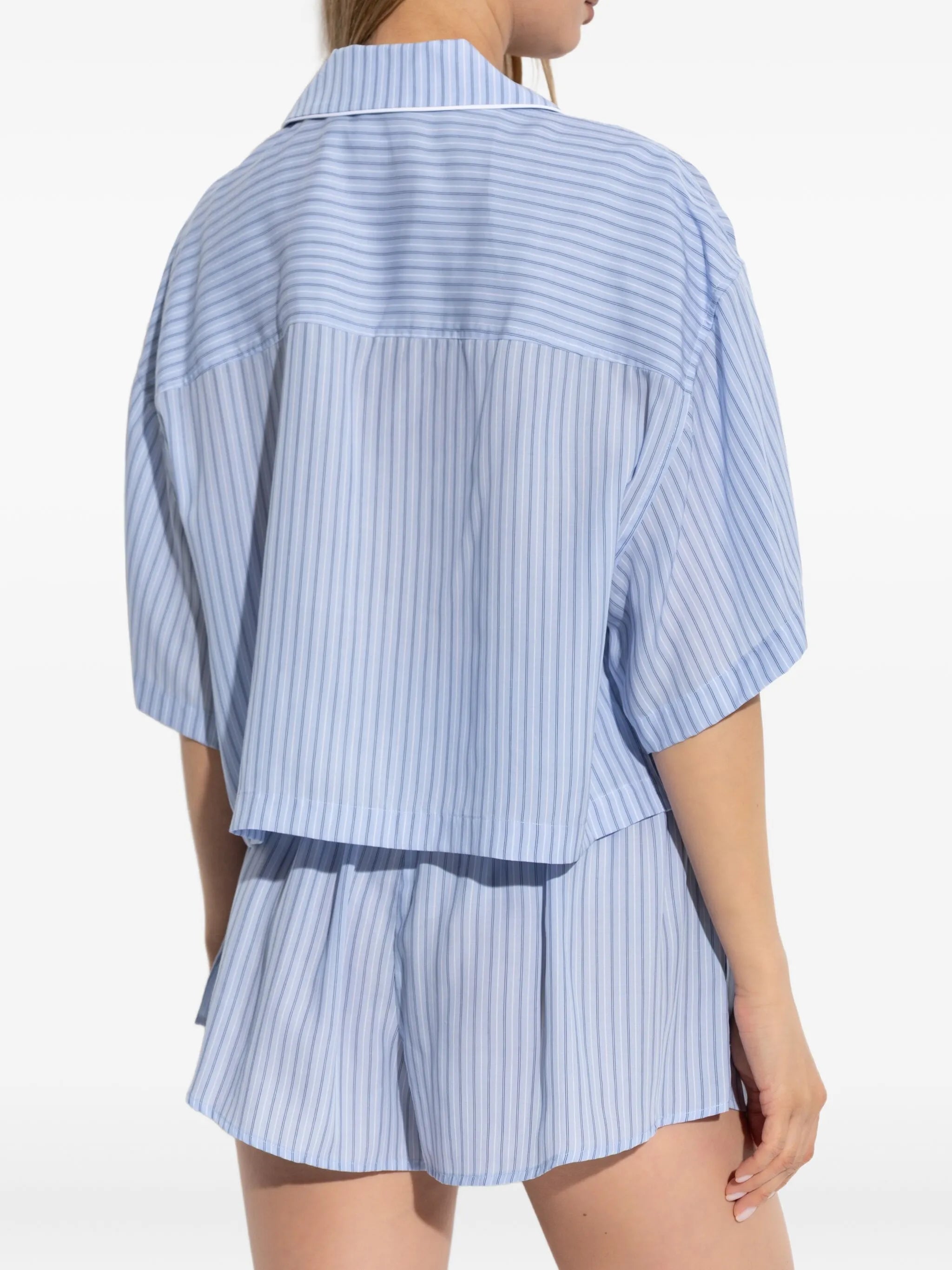 striped elastic-waist shorts