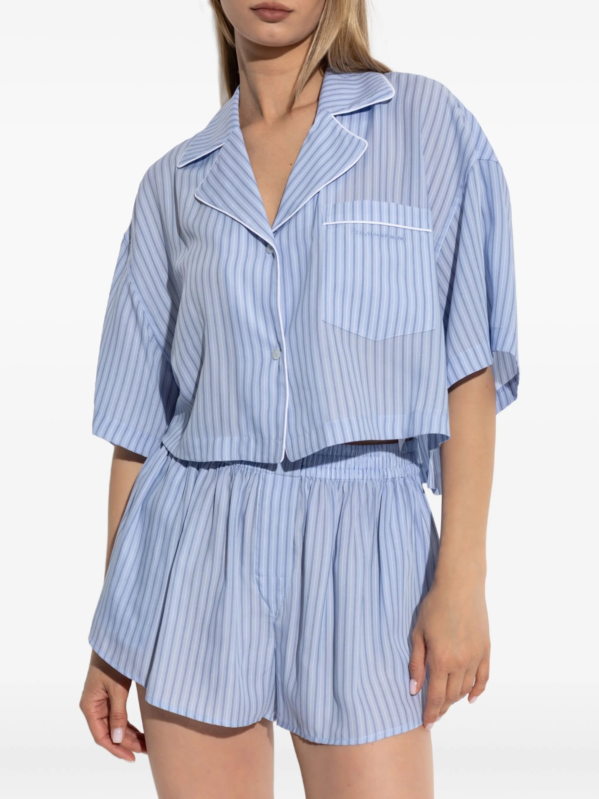 striped elastic-waist shorts