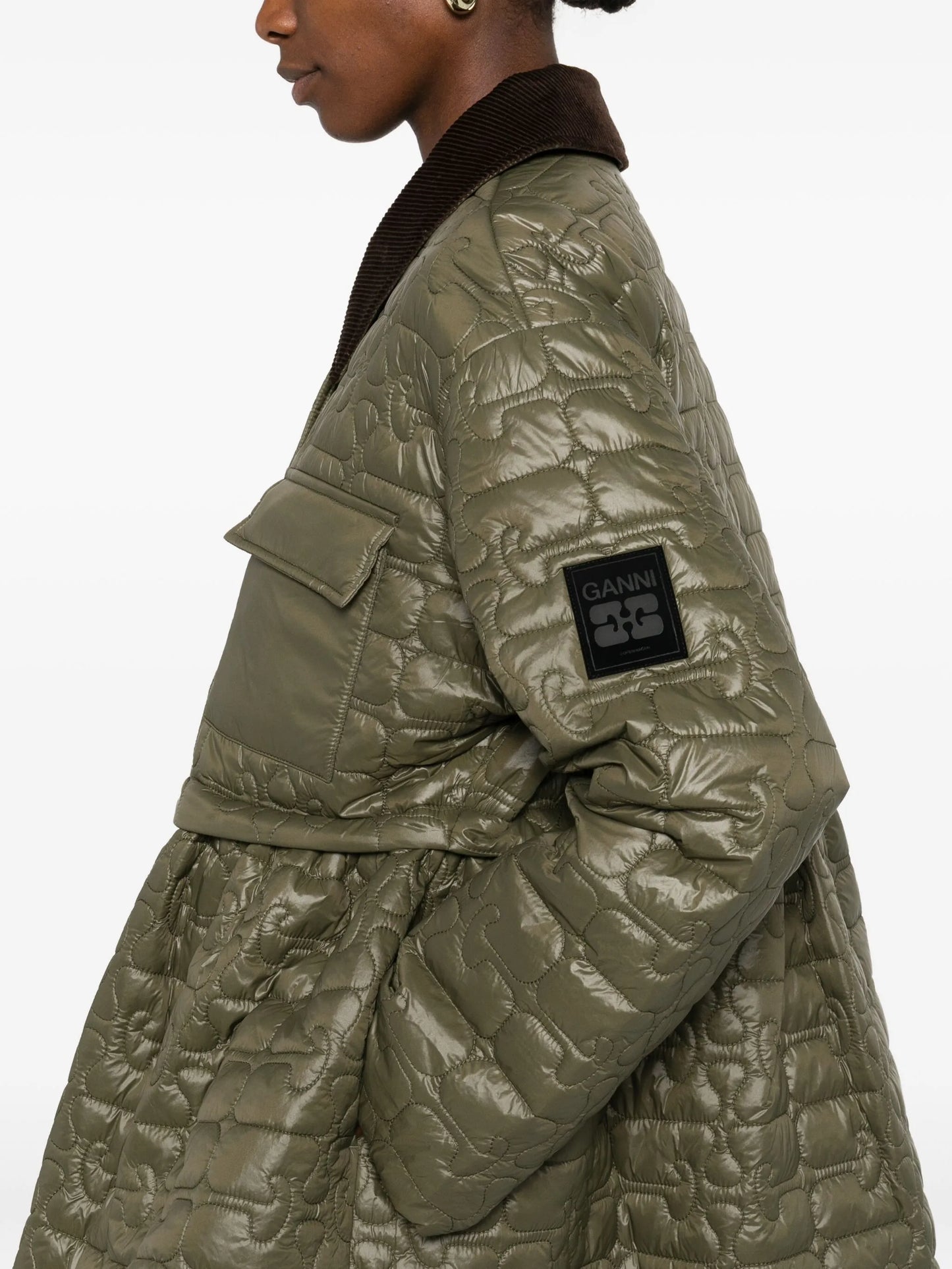 corduroy collar quilted jacket