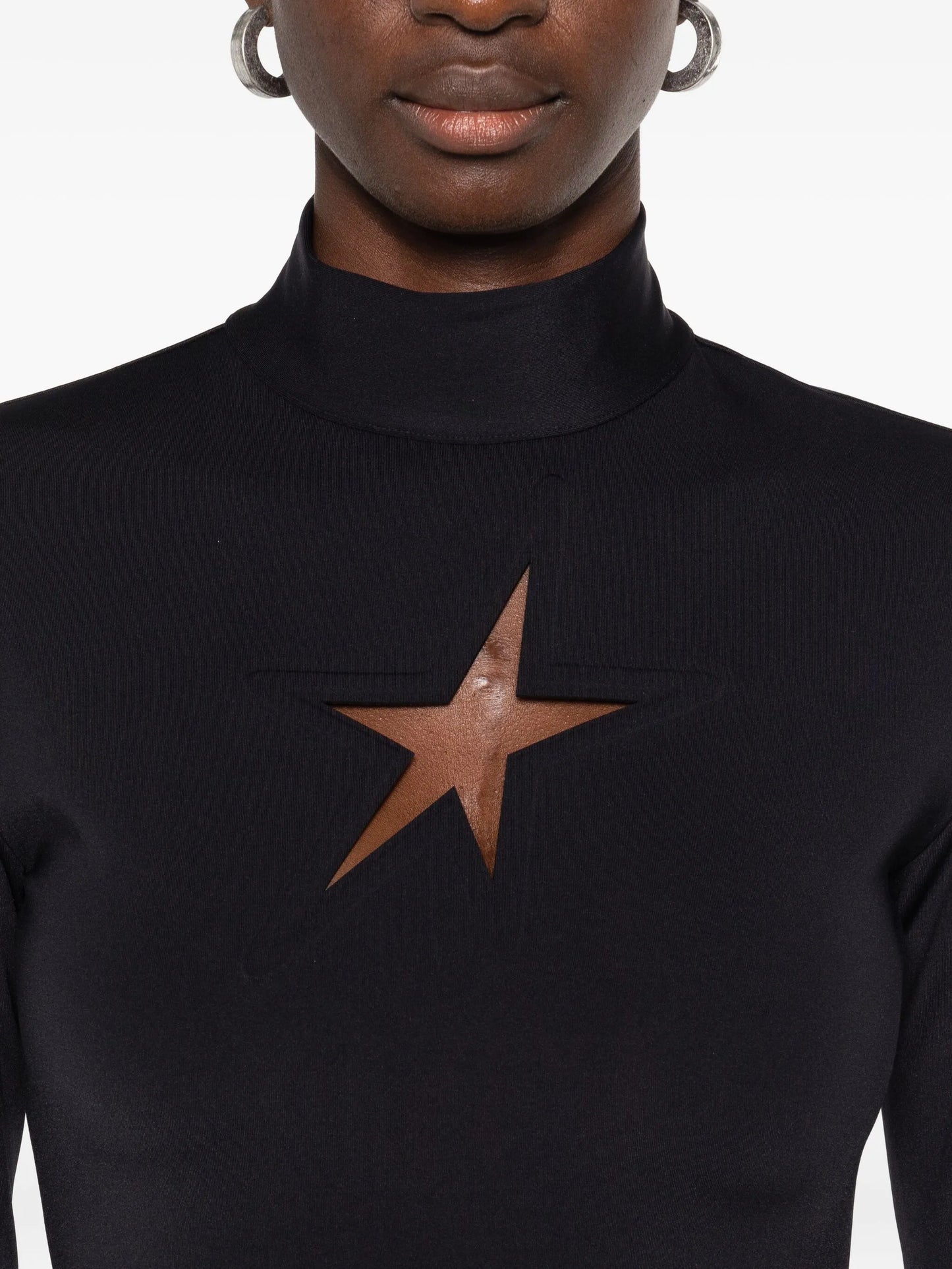 keyhole-neck long-sleeve dress