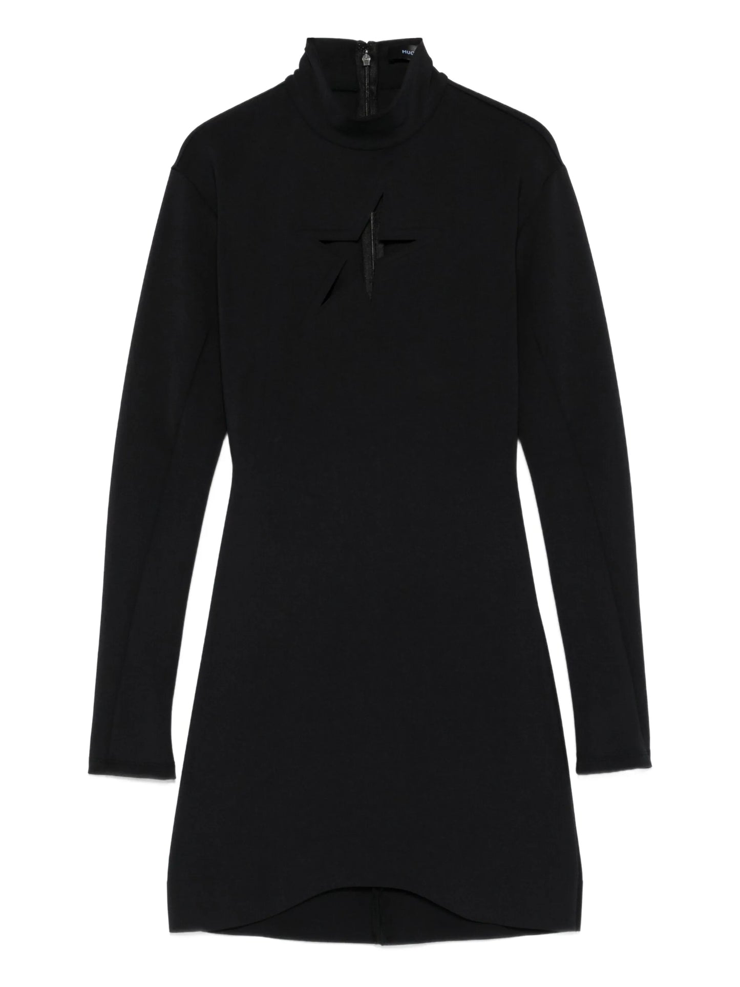 keyhole-neck long-sleeve dress