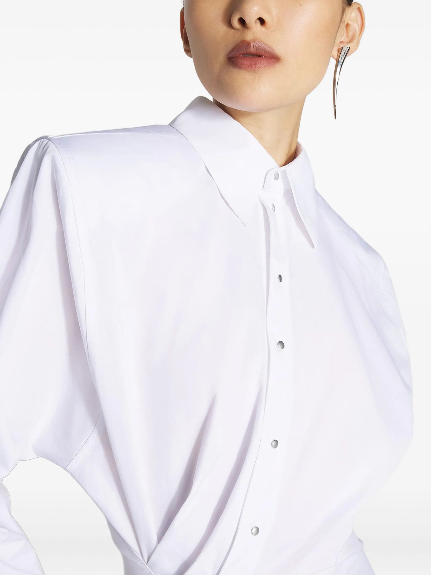 padded-shoulder asymmetrical shirt dress