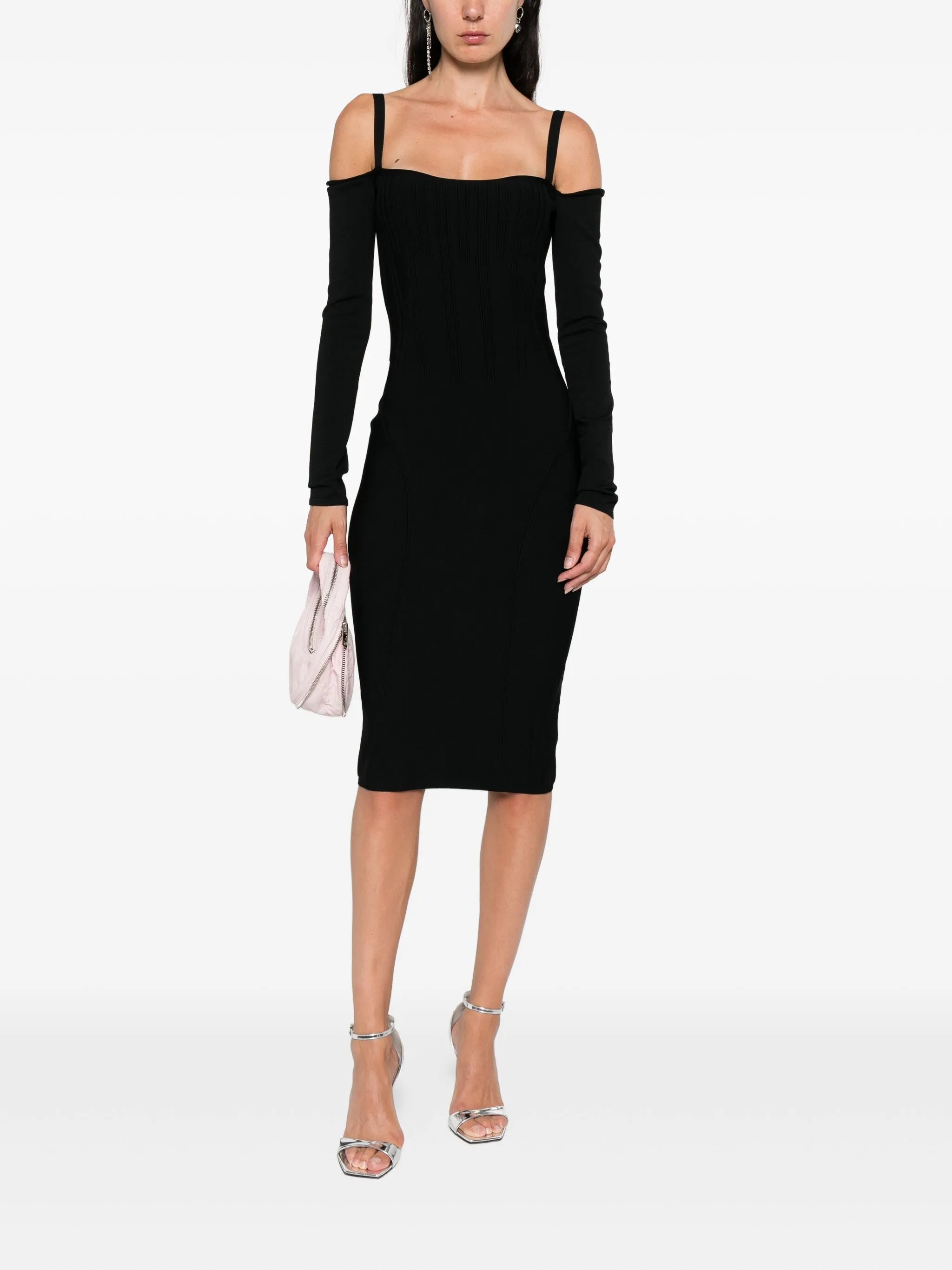 ribbed off-shoulder mini dress