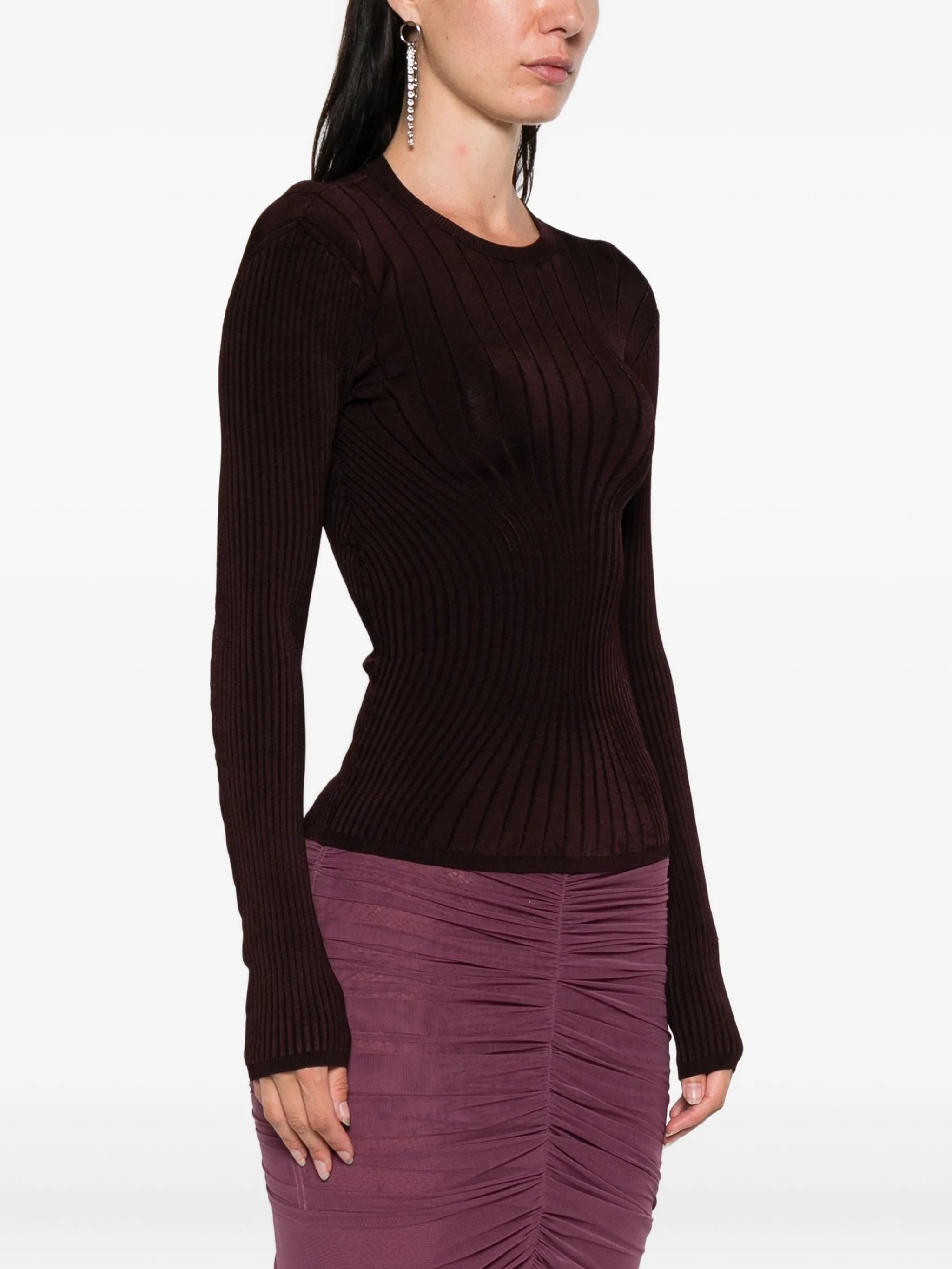 ribbed long-sleeve top