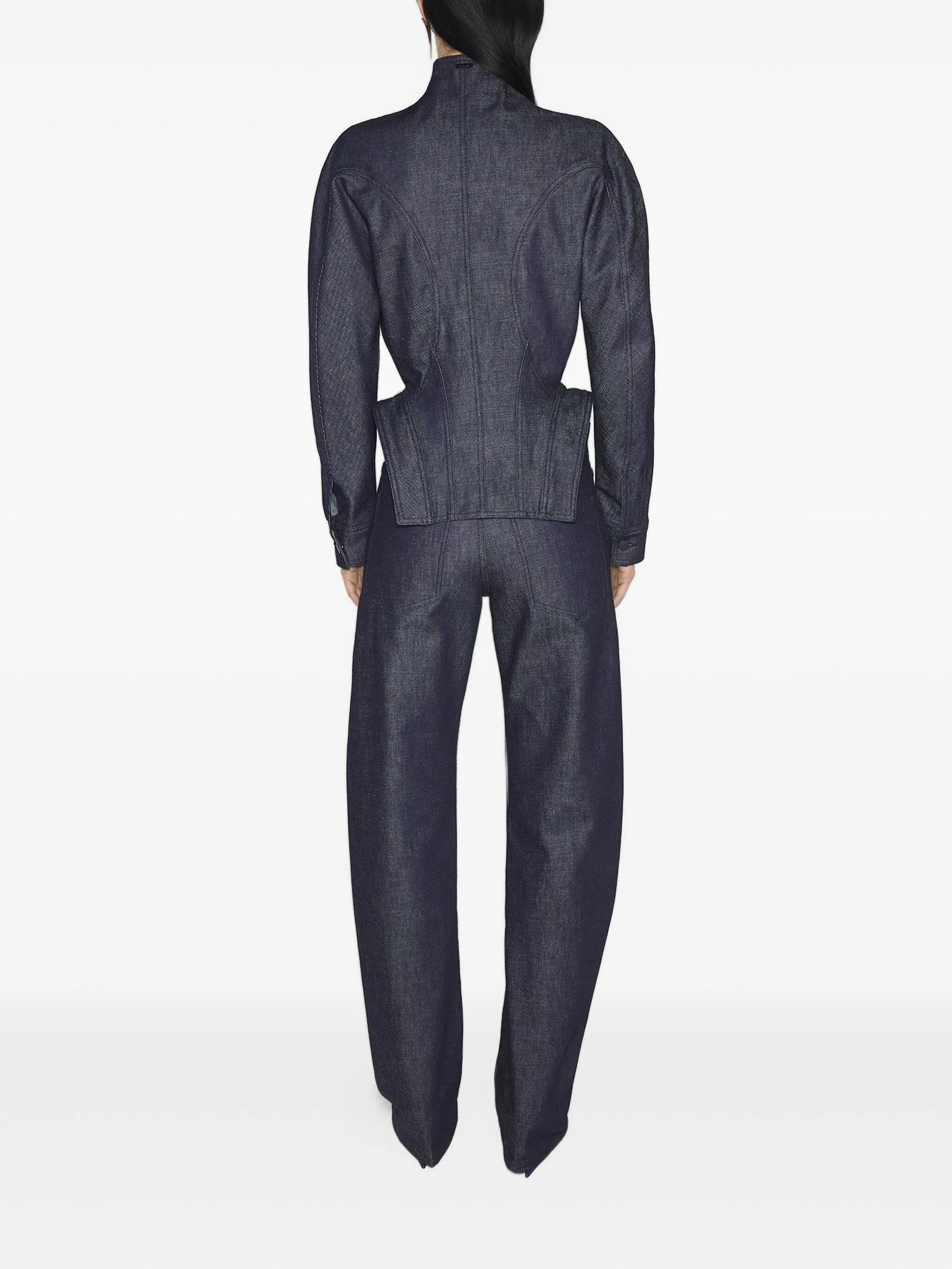 button-fastening sculptural cinched jacket