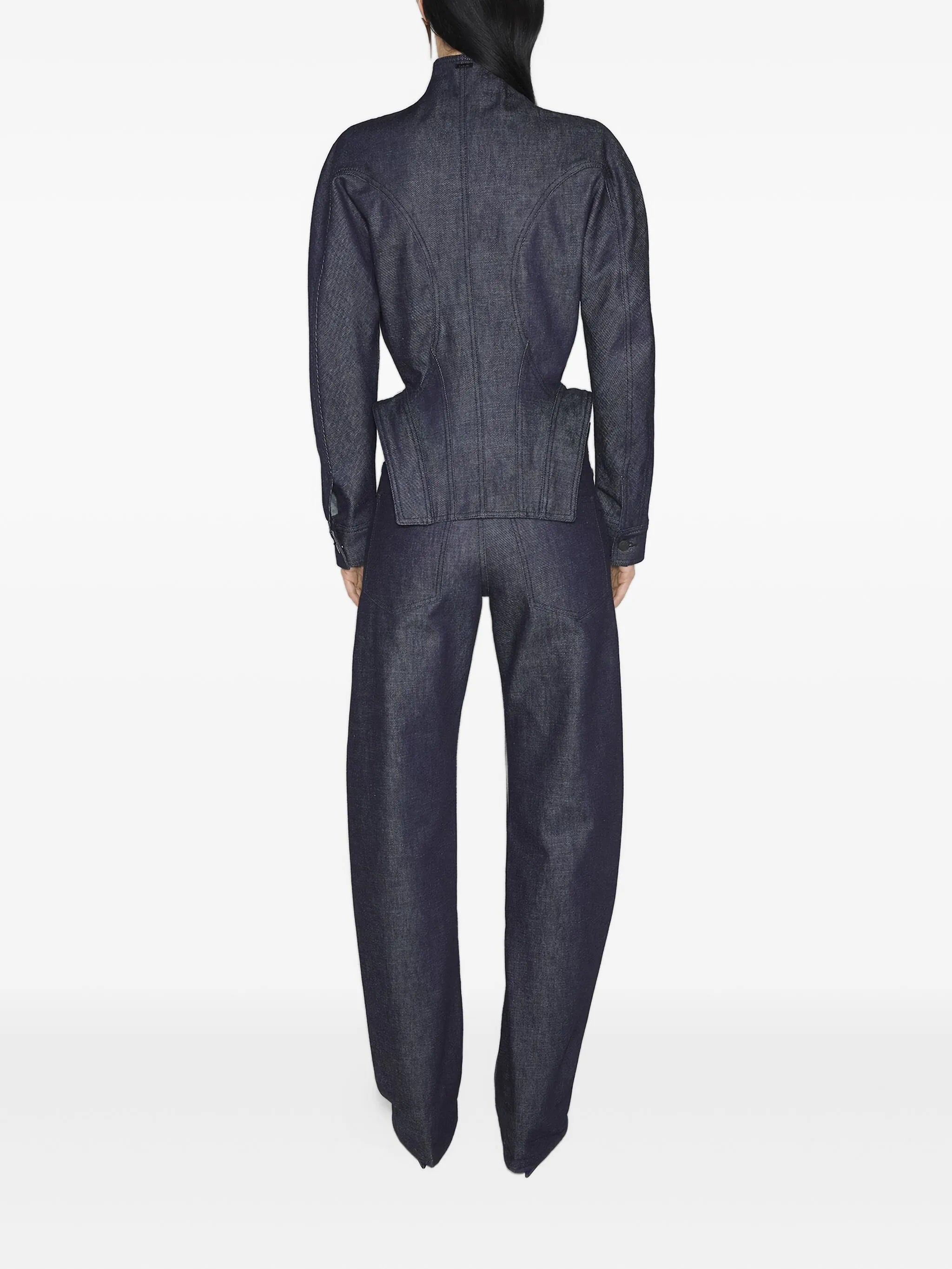 button-fastening sculptural cinched jacket