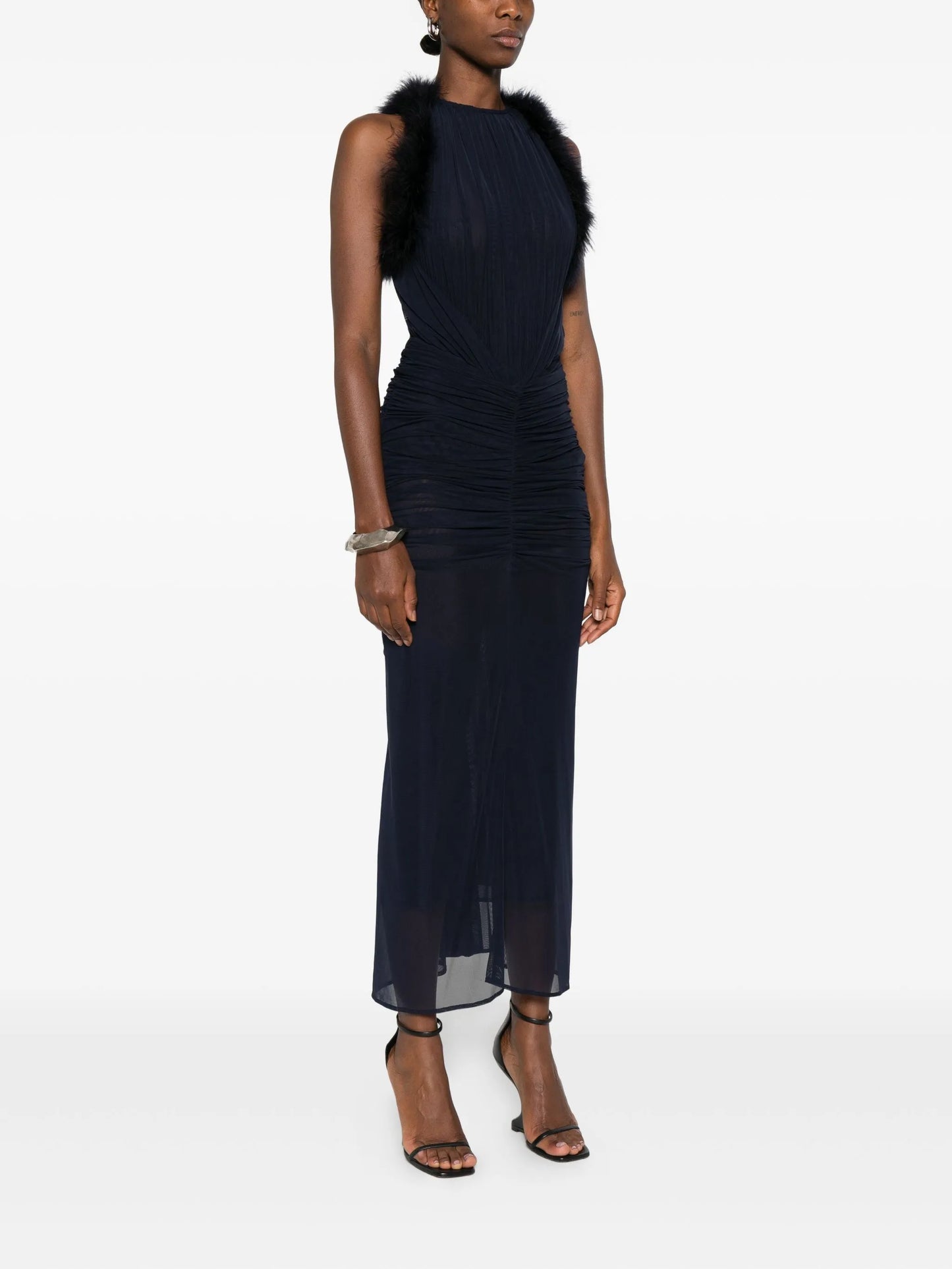 trimmed ruched dress