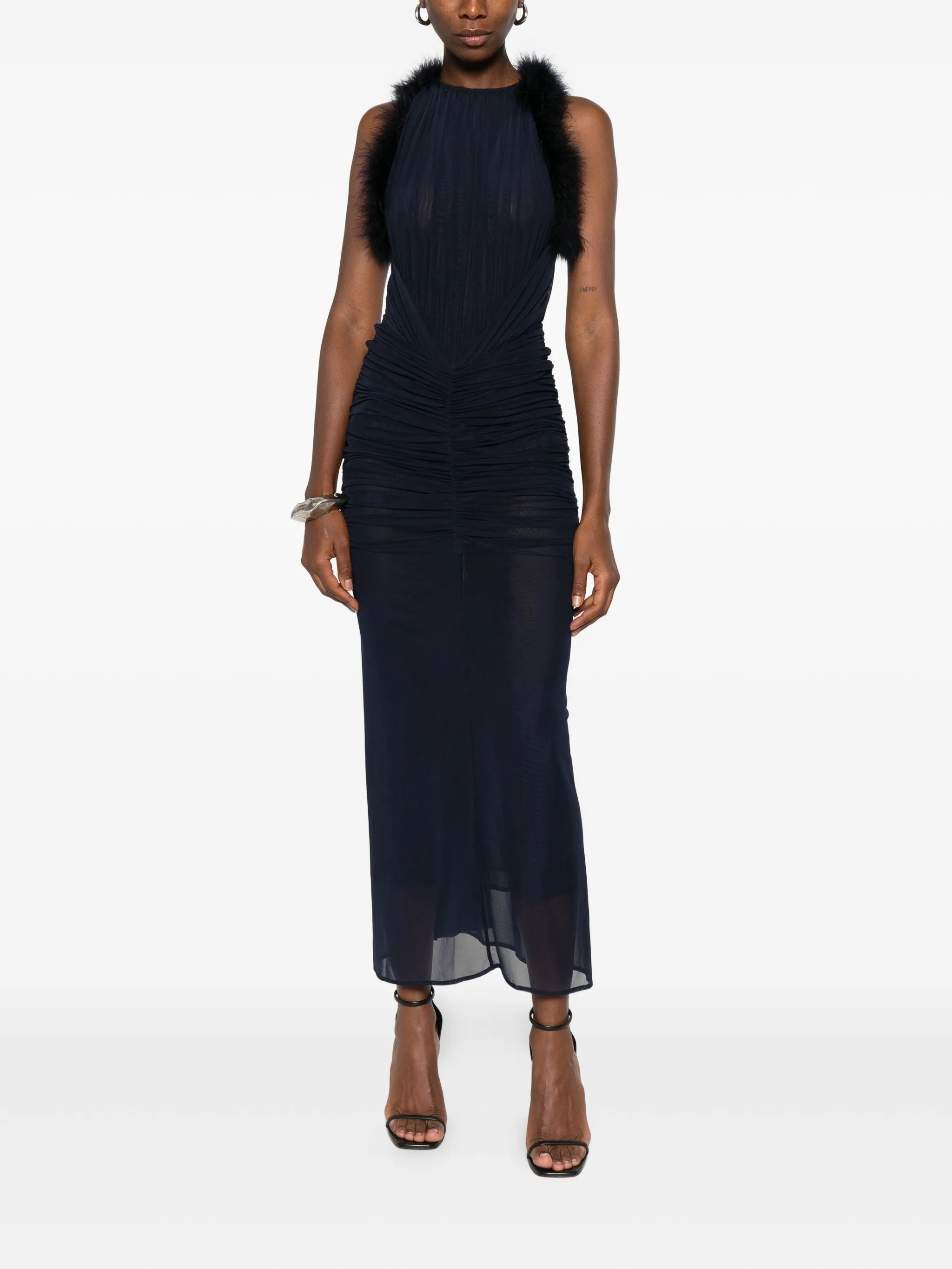 trimmed ruched dress