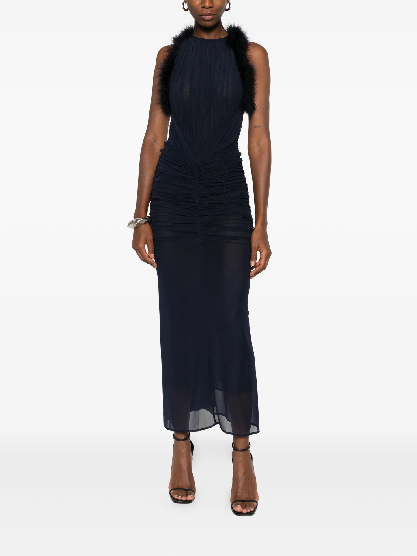 trimmed ruched dress