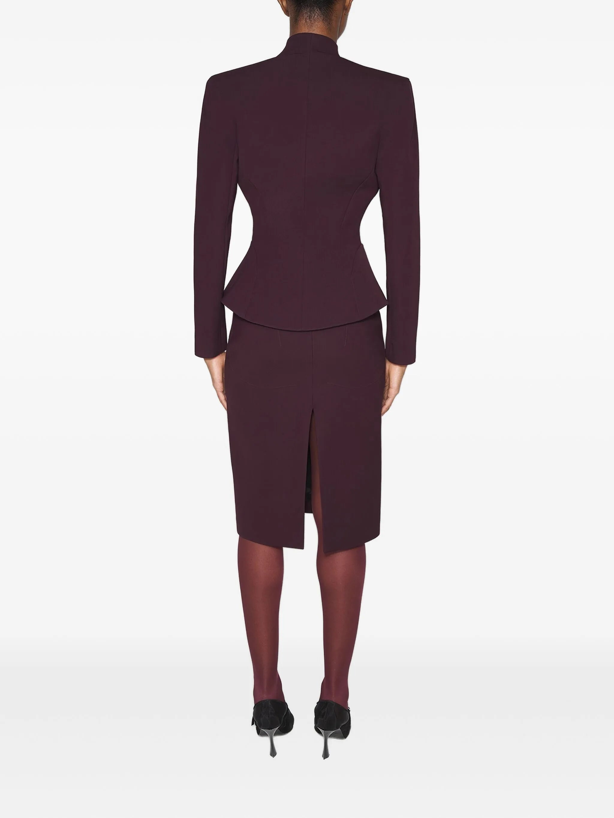 peplum-waist fitted jacket