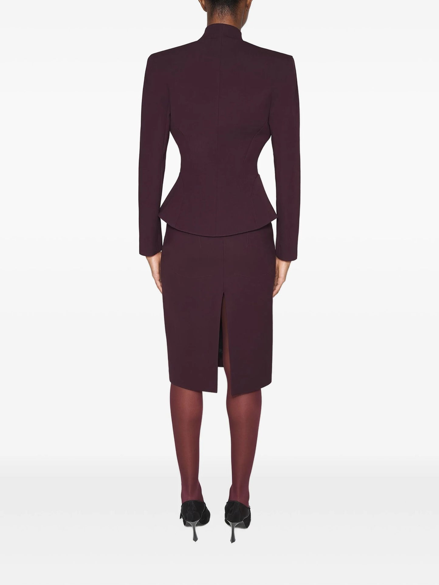 peplum-waist fitted jacket