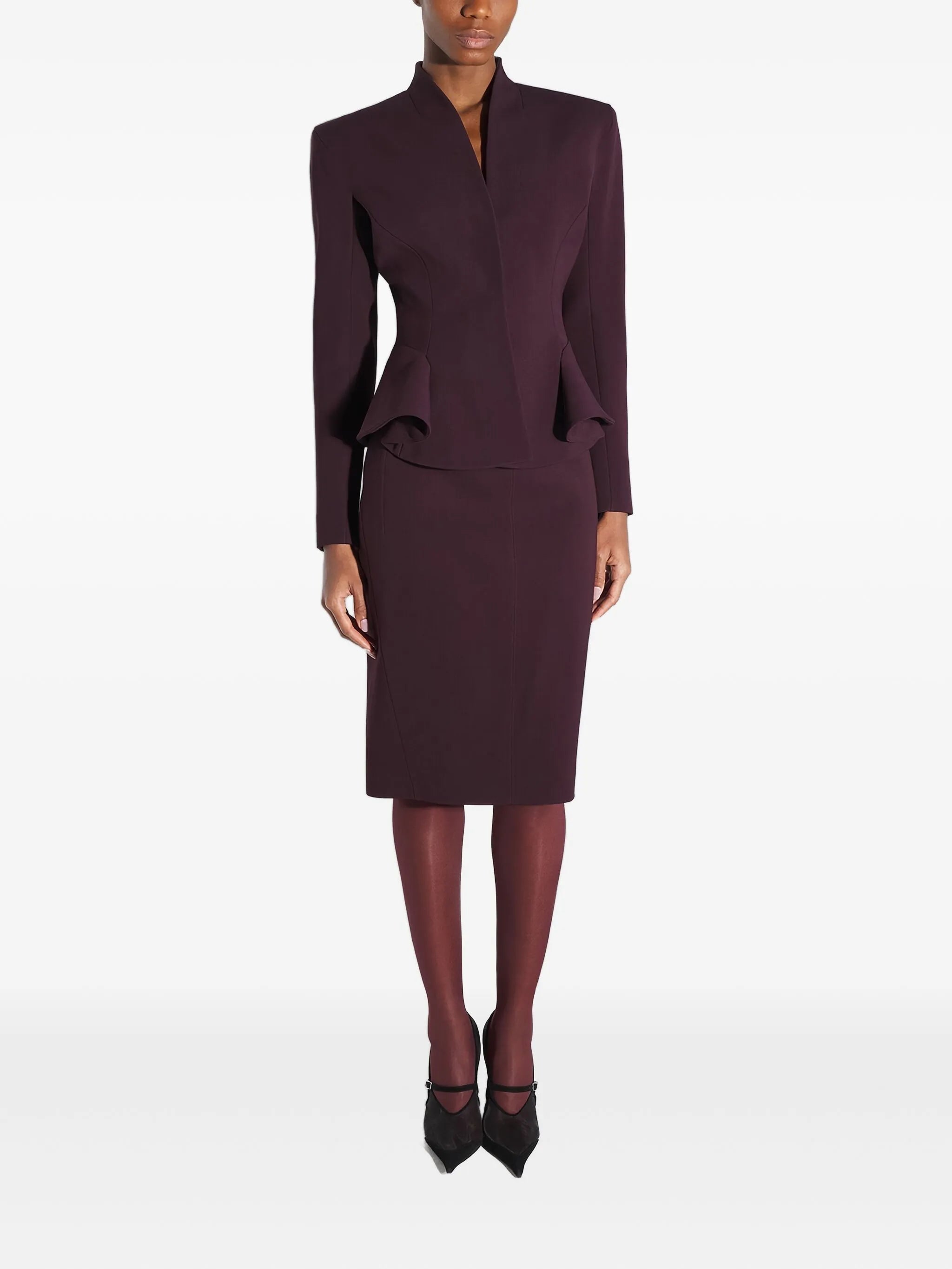 peplum-waist fitted jacket
