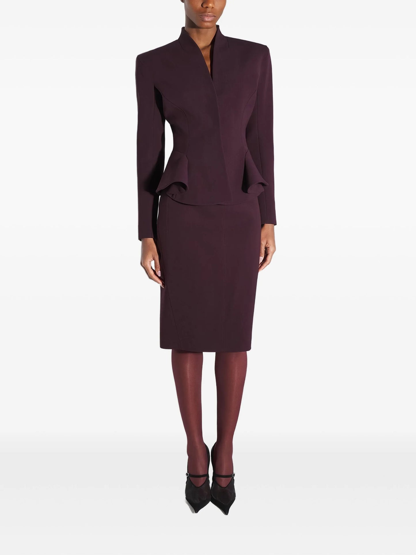 peplum-waist fitted jacket