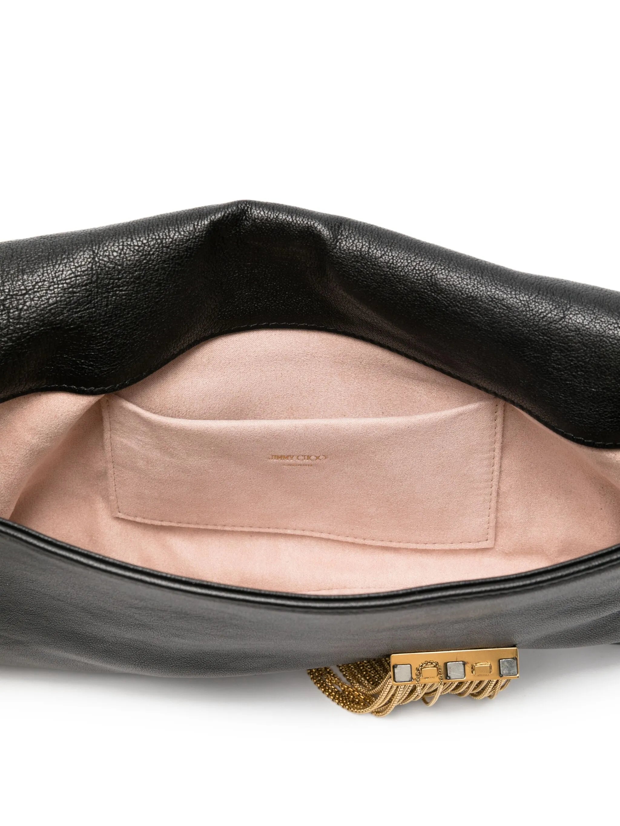Zandra chain-embellished leather clutch