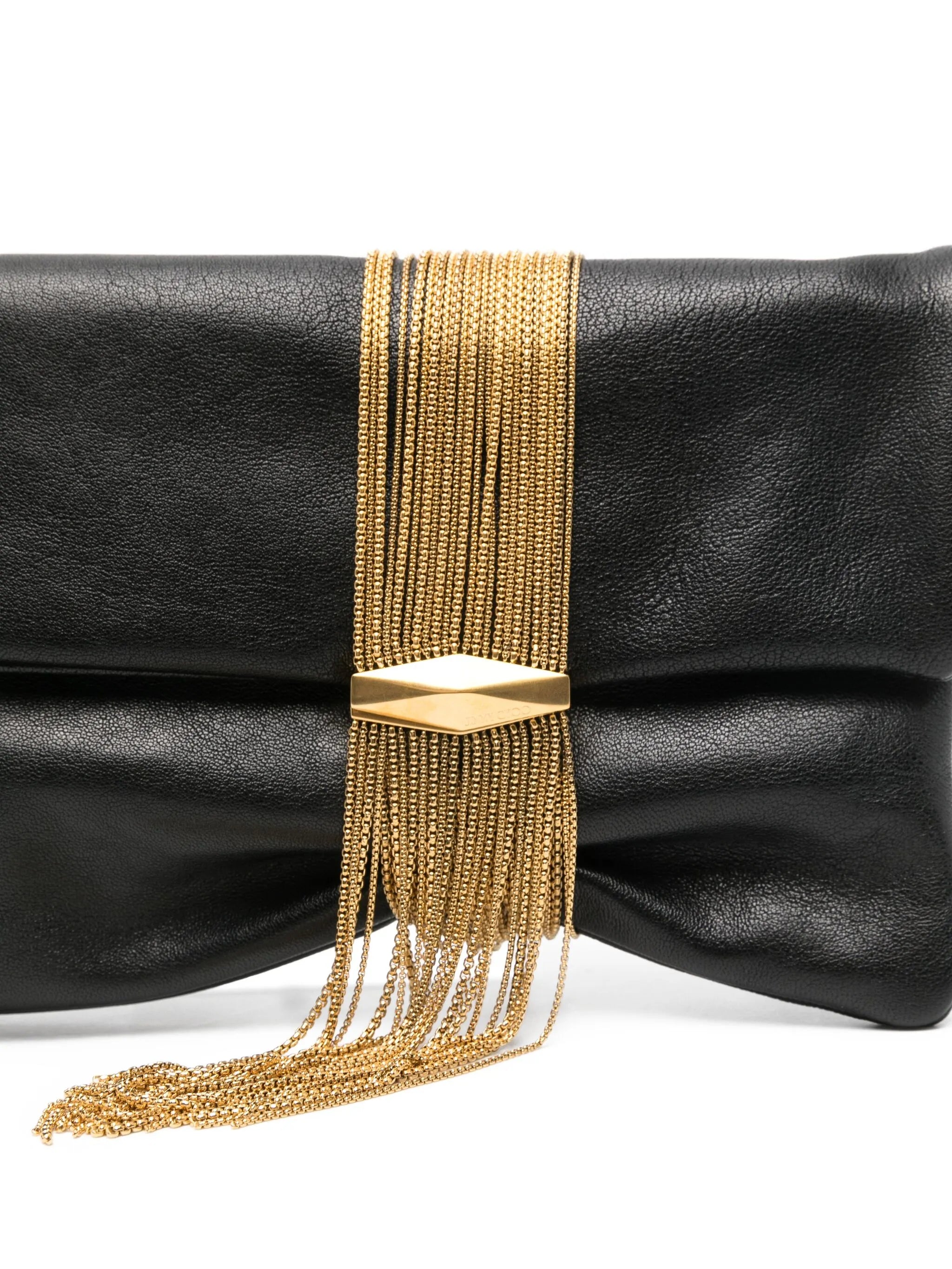 Zandra chain-embellished leather clutch