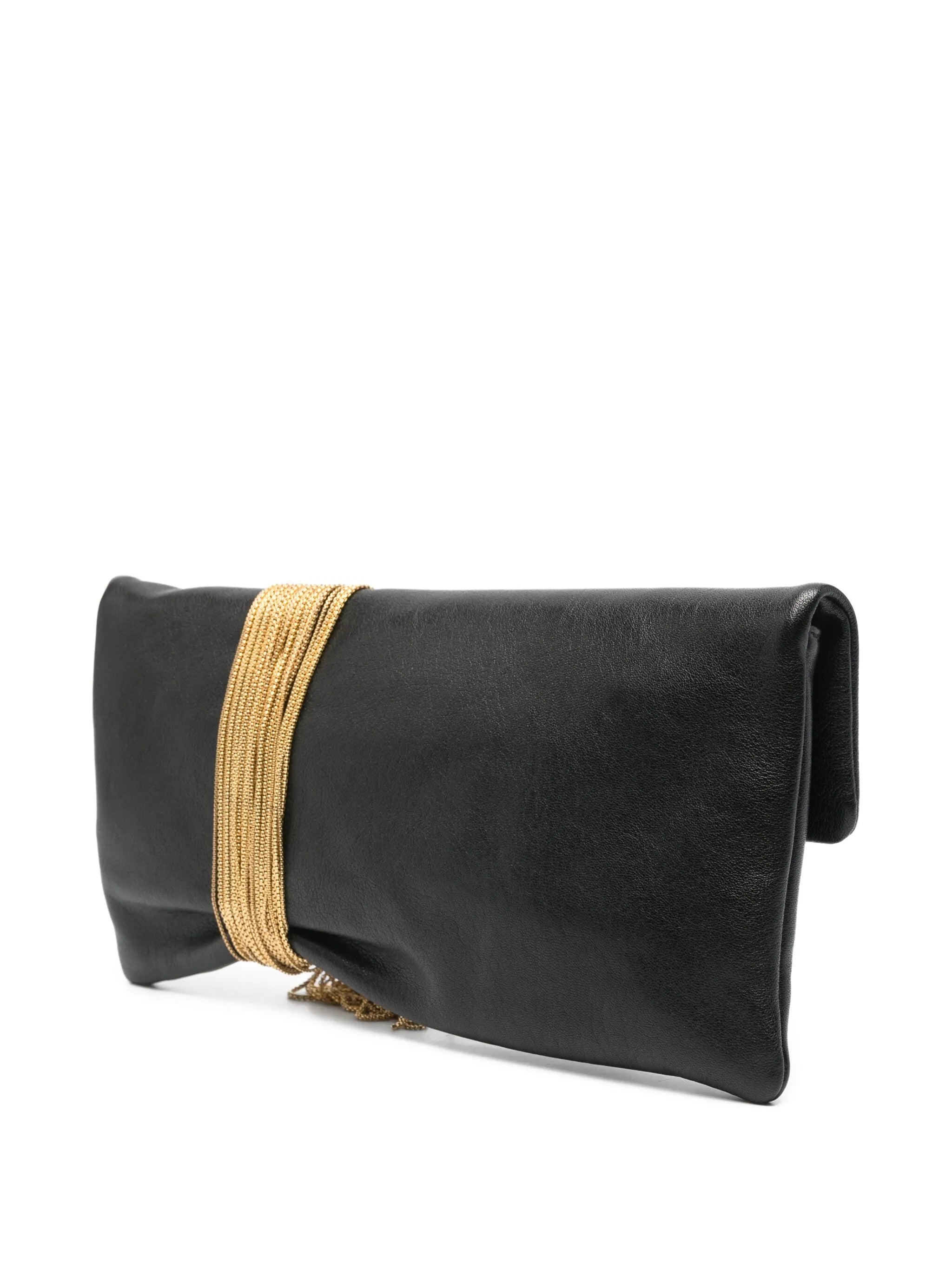 Zandra chain-embellished leather clutch