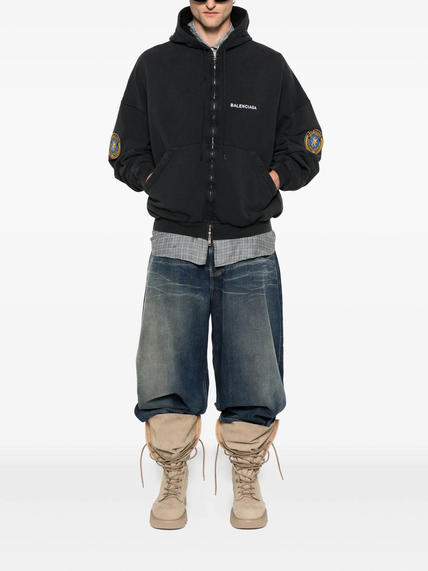 uniform-patch hoodie