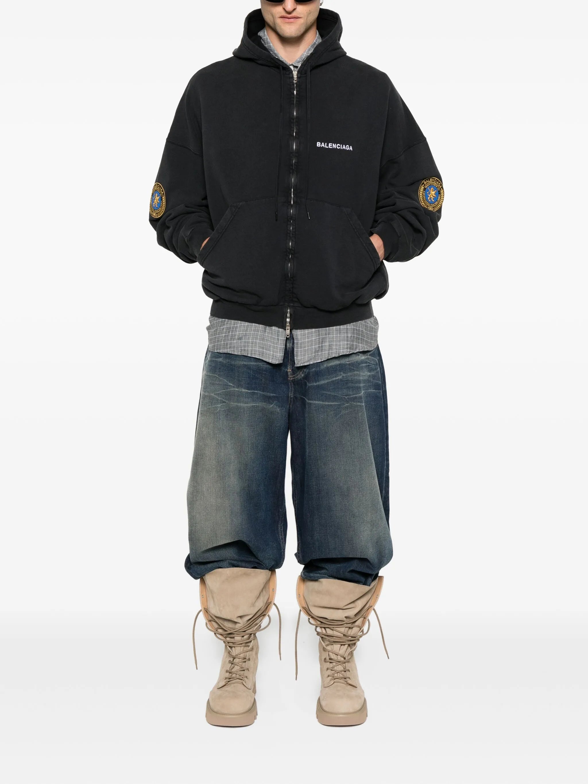 uniform-patch hoodie