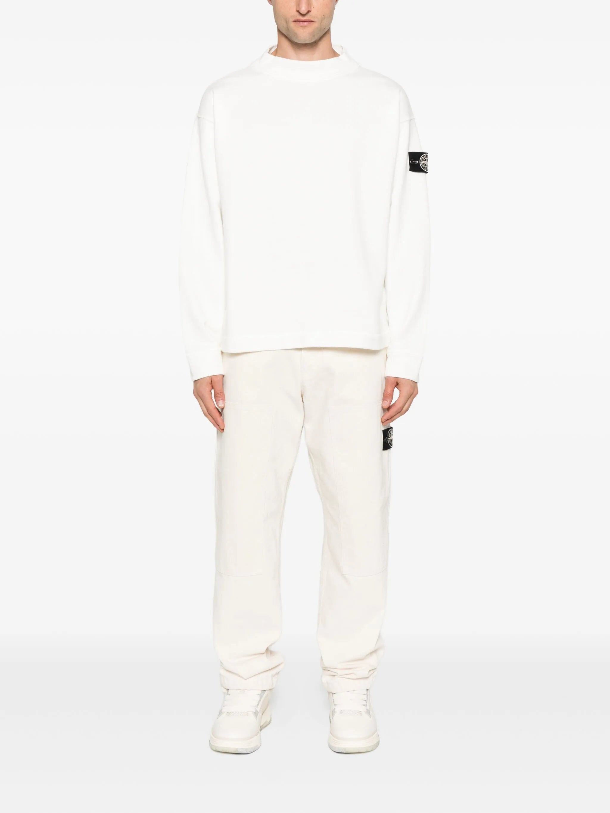 Compass-badge cotton sweater