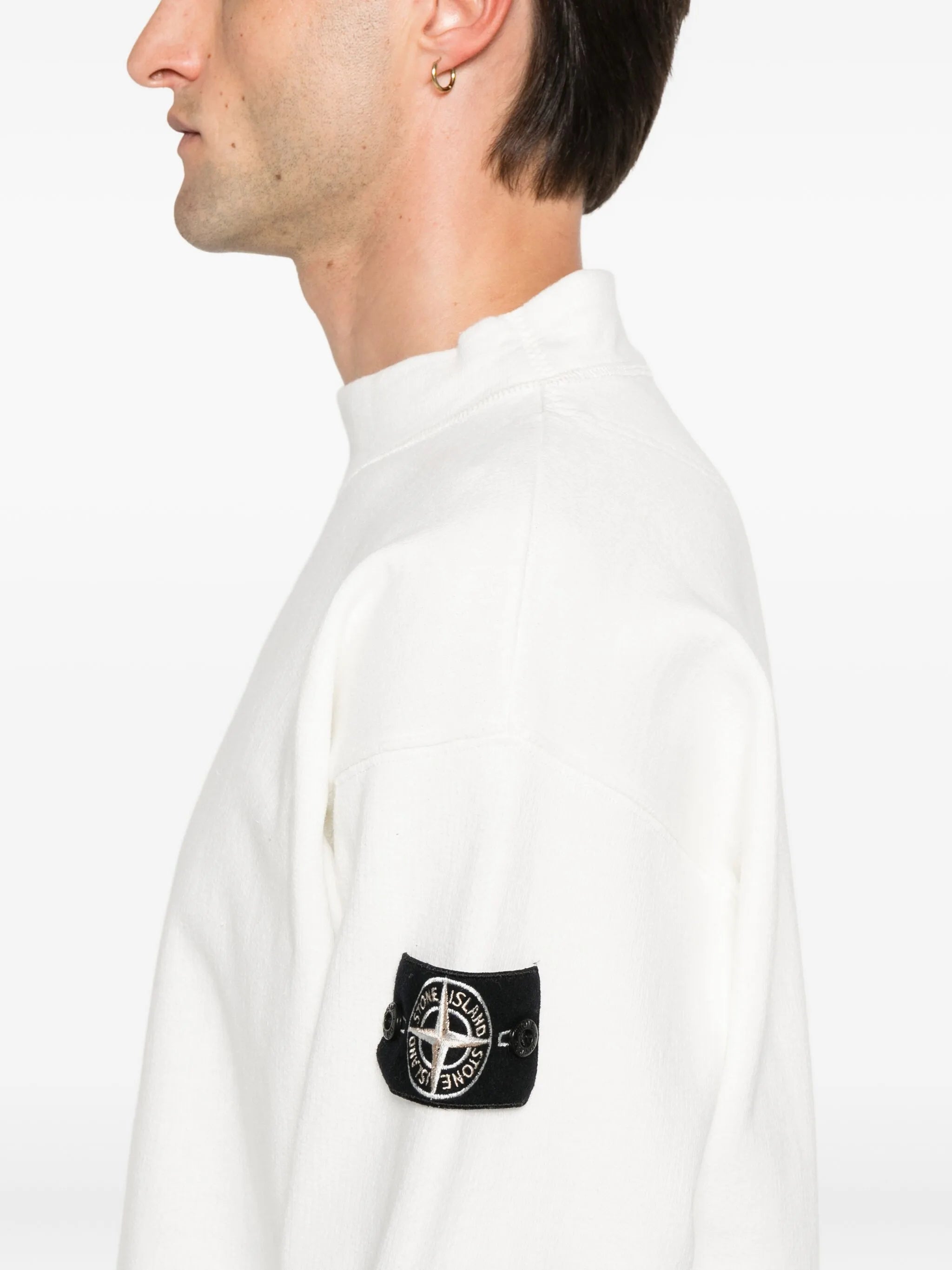 Compass-badge cotton sweater